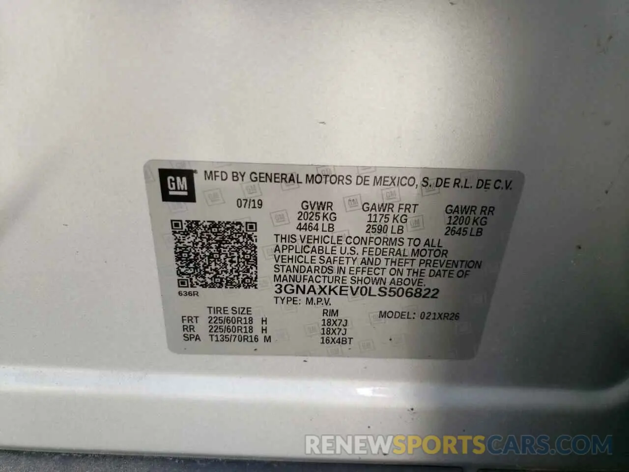 13 fotografías del automóvil dañado 3GNAXKEV0LS506822 CHEVROLET EQUINOX 2020