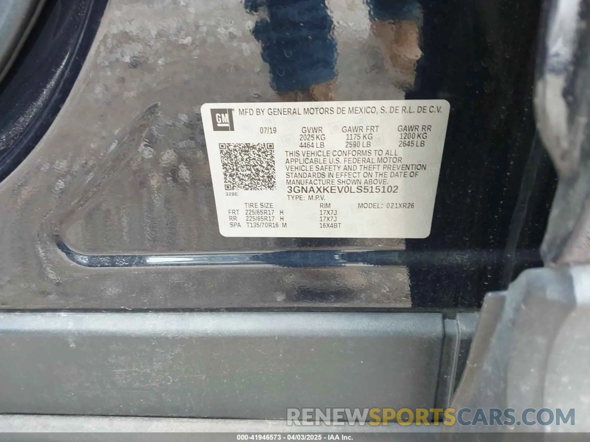 9 fotografías del automóvil dañado 3GNAXKEV0LS515102 CHEVROLET EQUINOX 2020