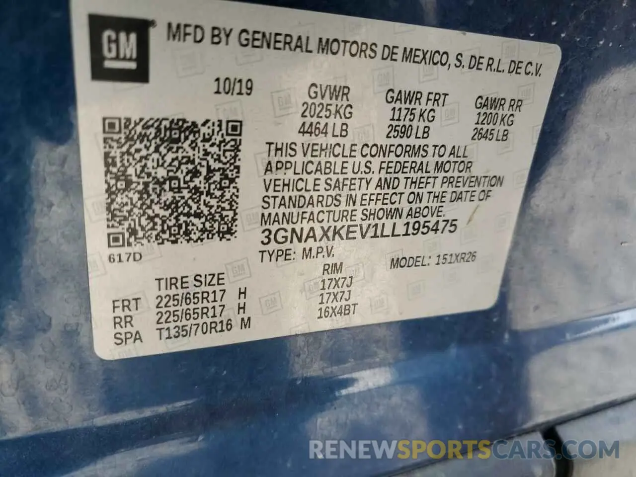 15 fotografías del automóvil dañado 3GNAXKEV1LL195475 CHEVROLET EQUINOX 2020