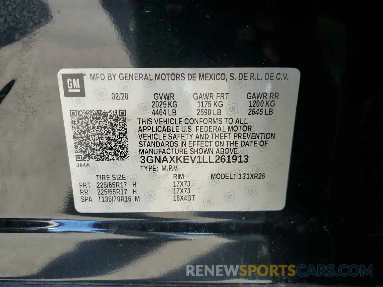 13 fotografías del automóvil dañado 3GNAXKEV1LL261913 CHEVROLET EQUINOX 2020