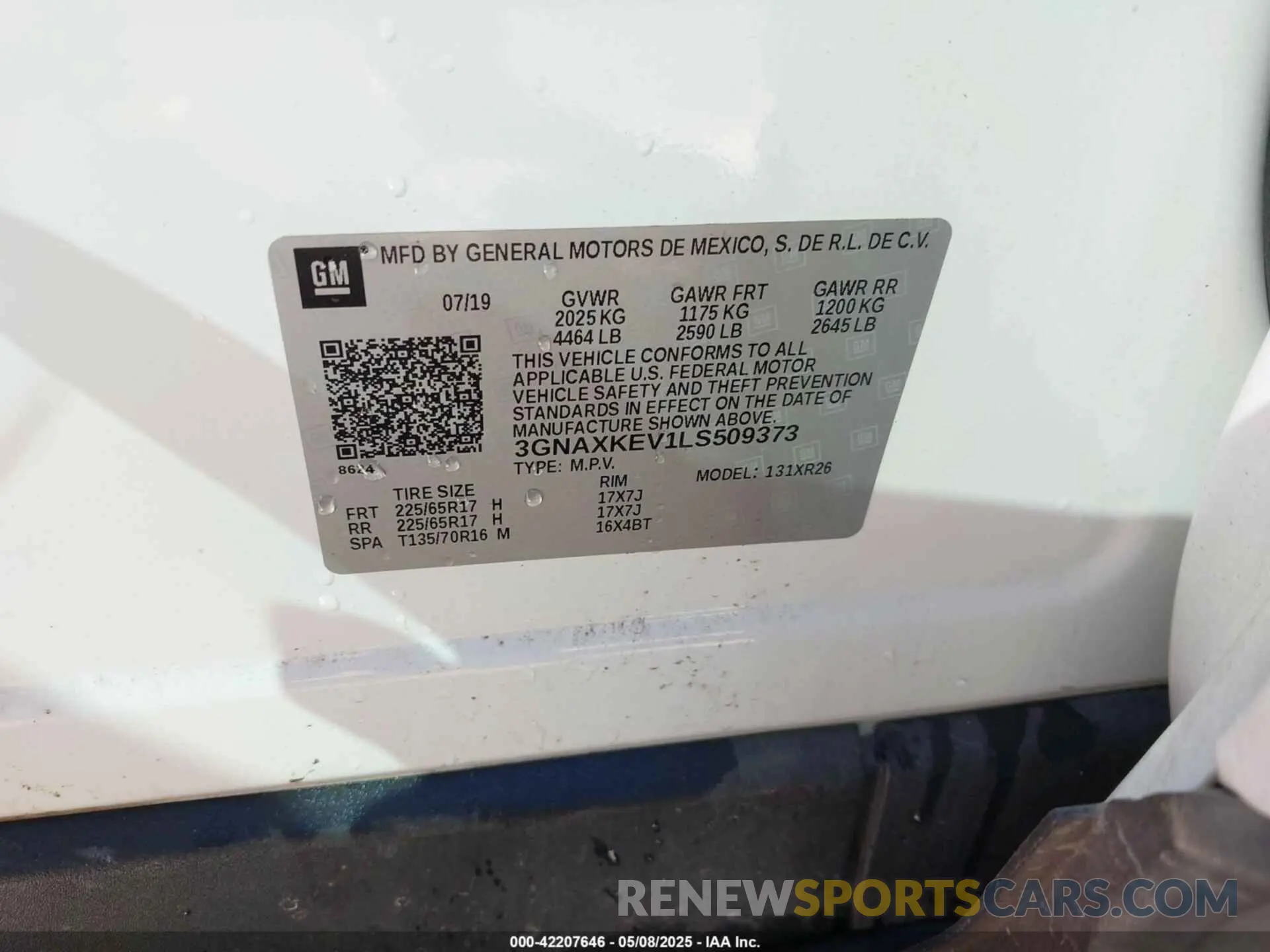 9 fotografías del automóvil dañado 3GNAXKEV1LS509373 CHEVROLET EQUINOX 2020