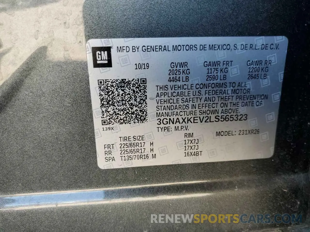 14 fotografías del automóvil dañado 3GNAXKEV2LS565323 CHEVROLET EQUINOX 2020