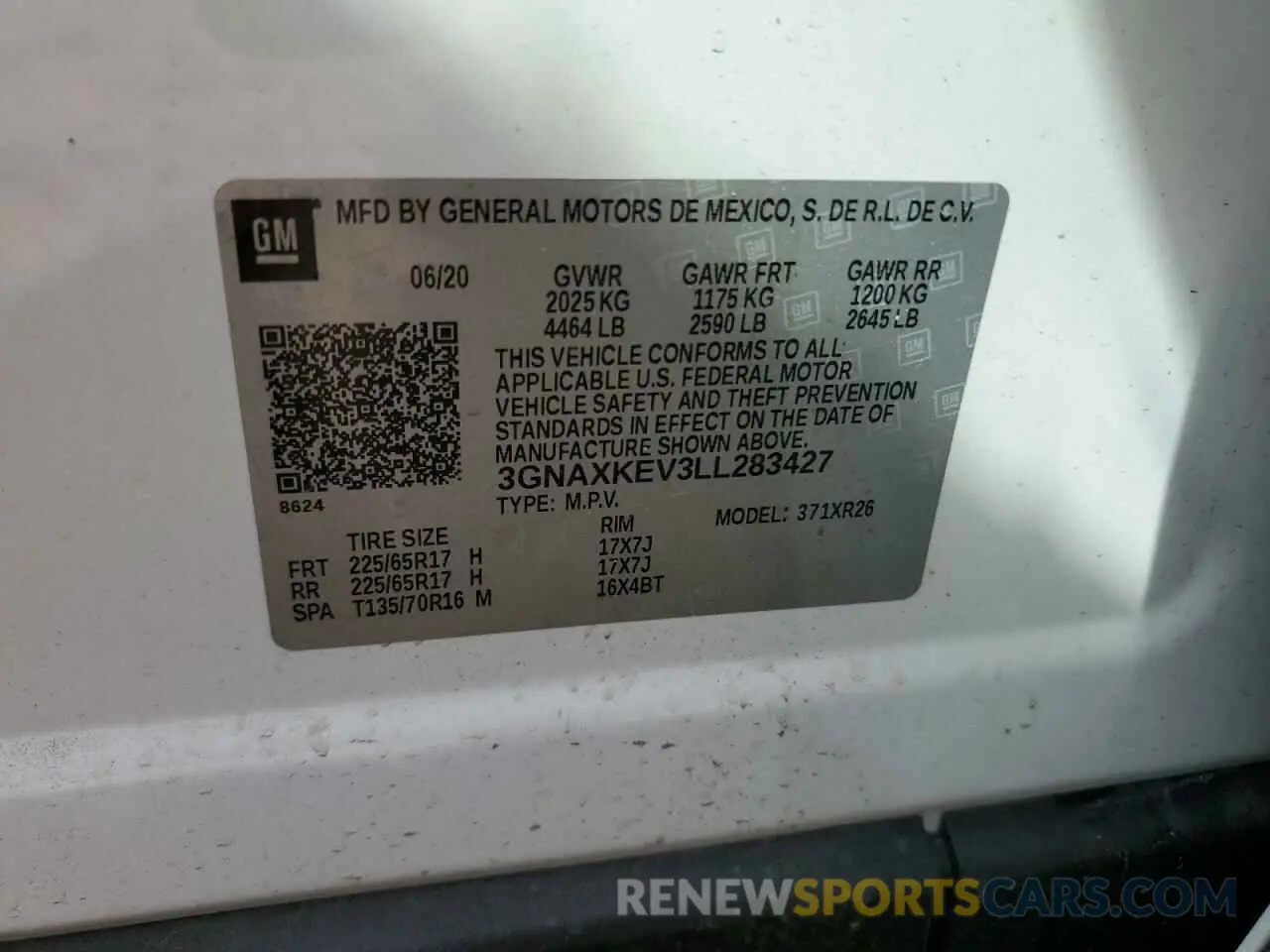 13 fotografías del automóvil dañado 3GNAXKEV3LL283427 CHEVROLET EQUINOX 2020