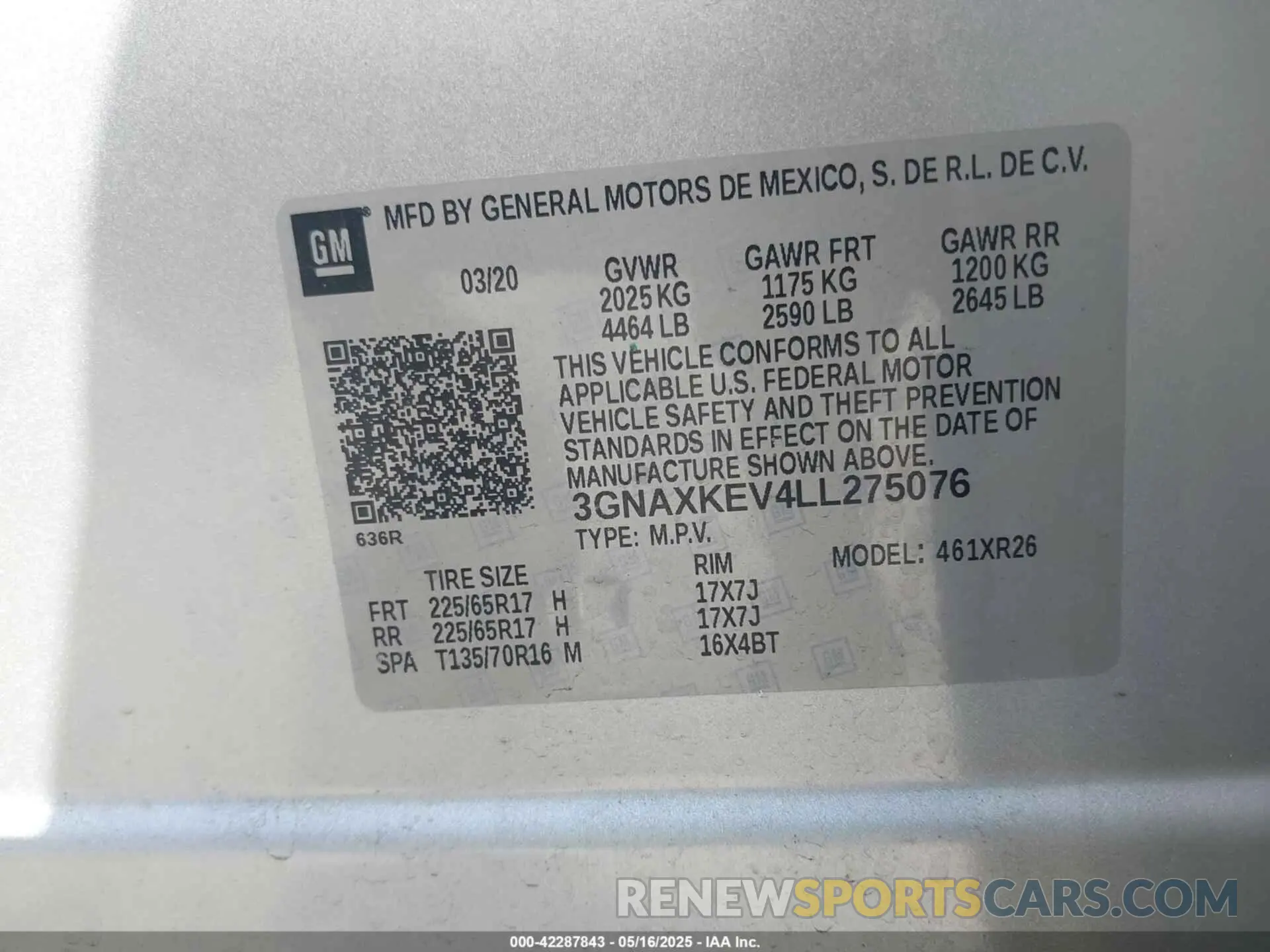 9 fotografías del automóvil dañado 3GNAXKEV4LL275076 CHEVROLET EQUINOX 2020