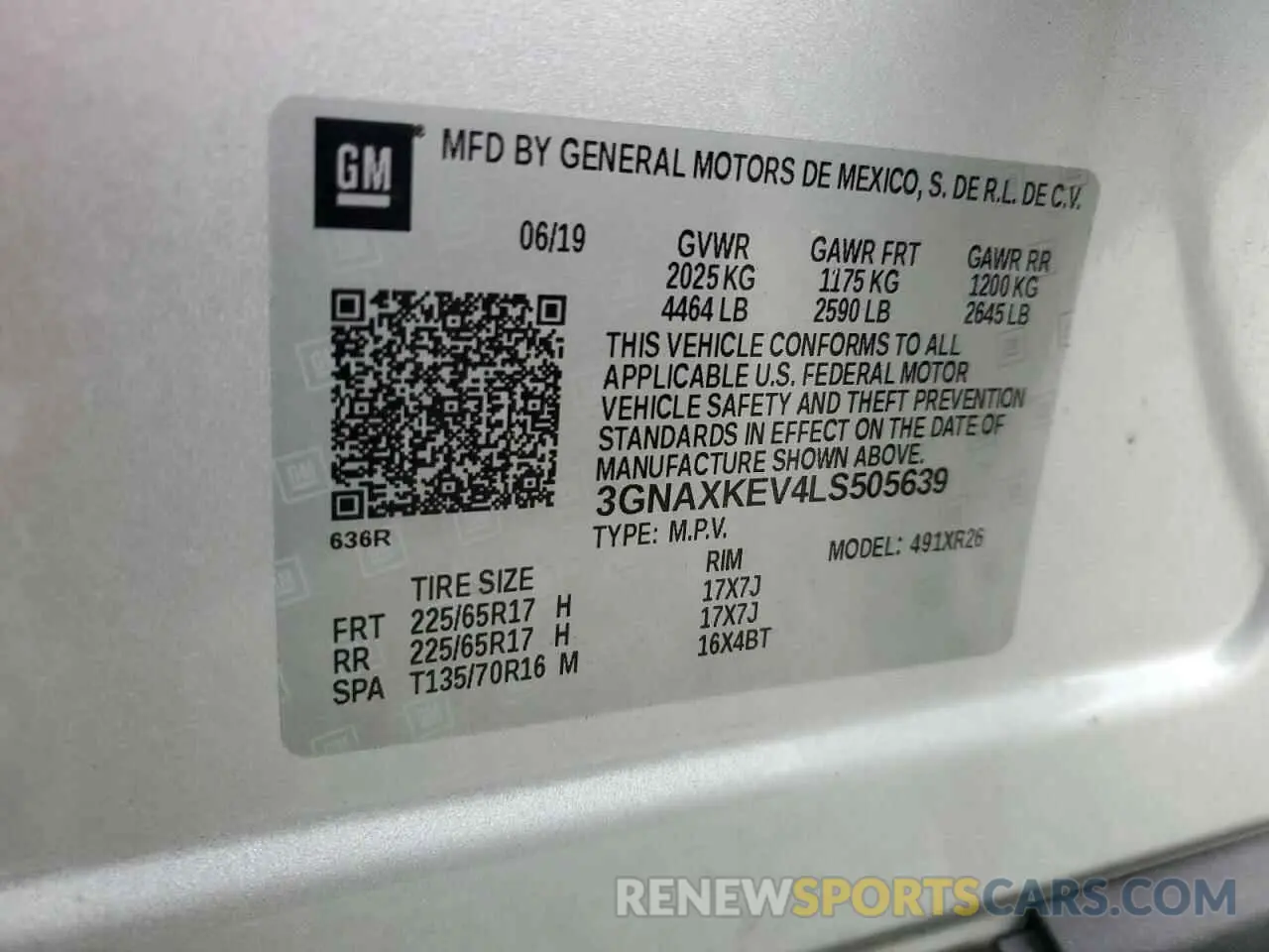 14 fotografías del automóvil dañado 3GNAXKEV4LS505639 CHEVROLET EQUINOX 2020