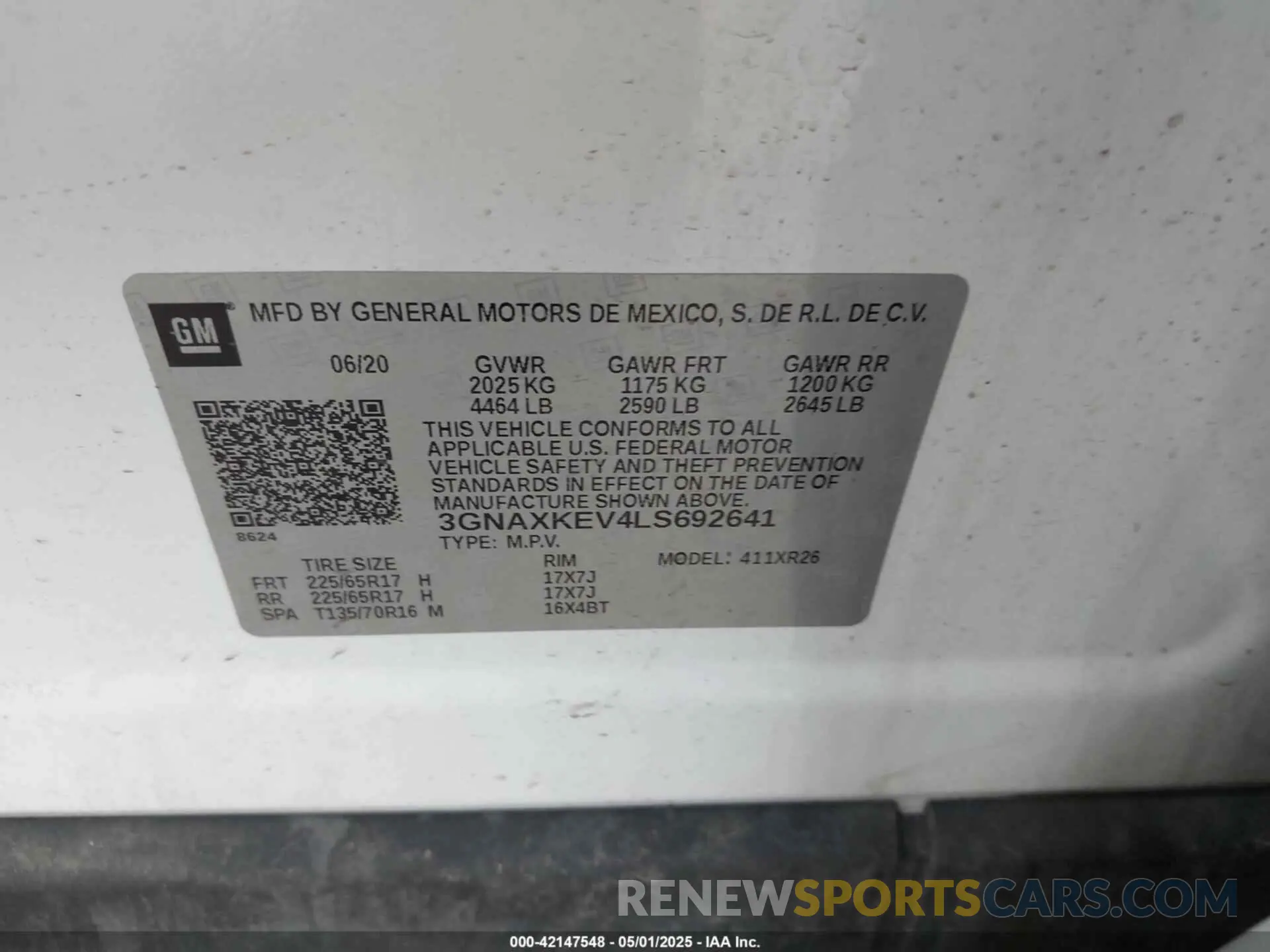 9 fotografías del automóvil dañado 3GNAXKEV4LS692641 CHEVROLET EQUINOX 2020