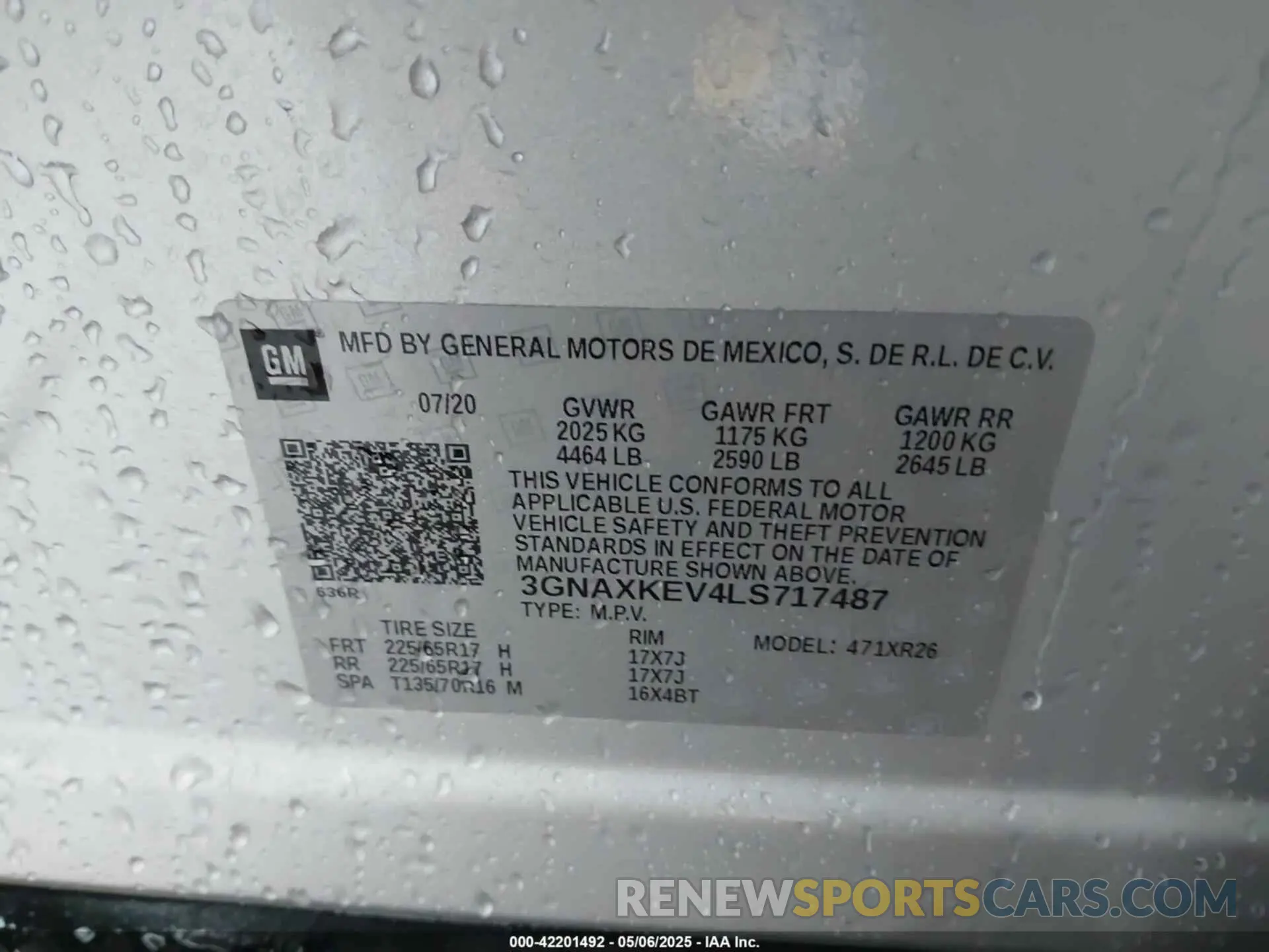9 fotografías del automóvil dañado 3GNAXKEV4LS717487 CHEVROLET EQUINOX 2020