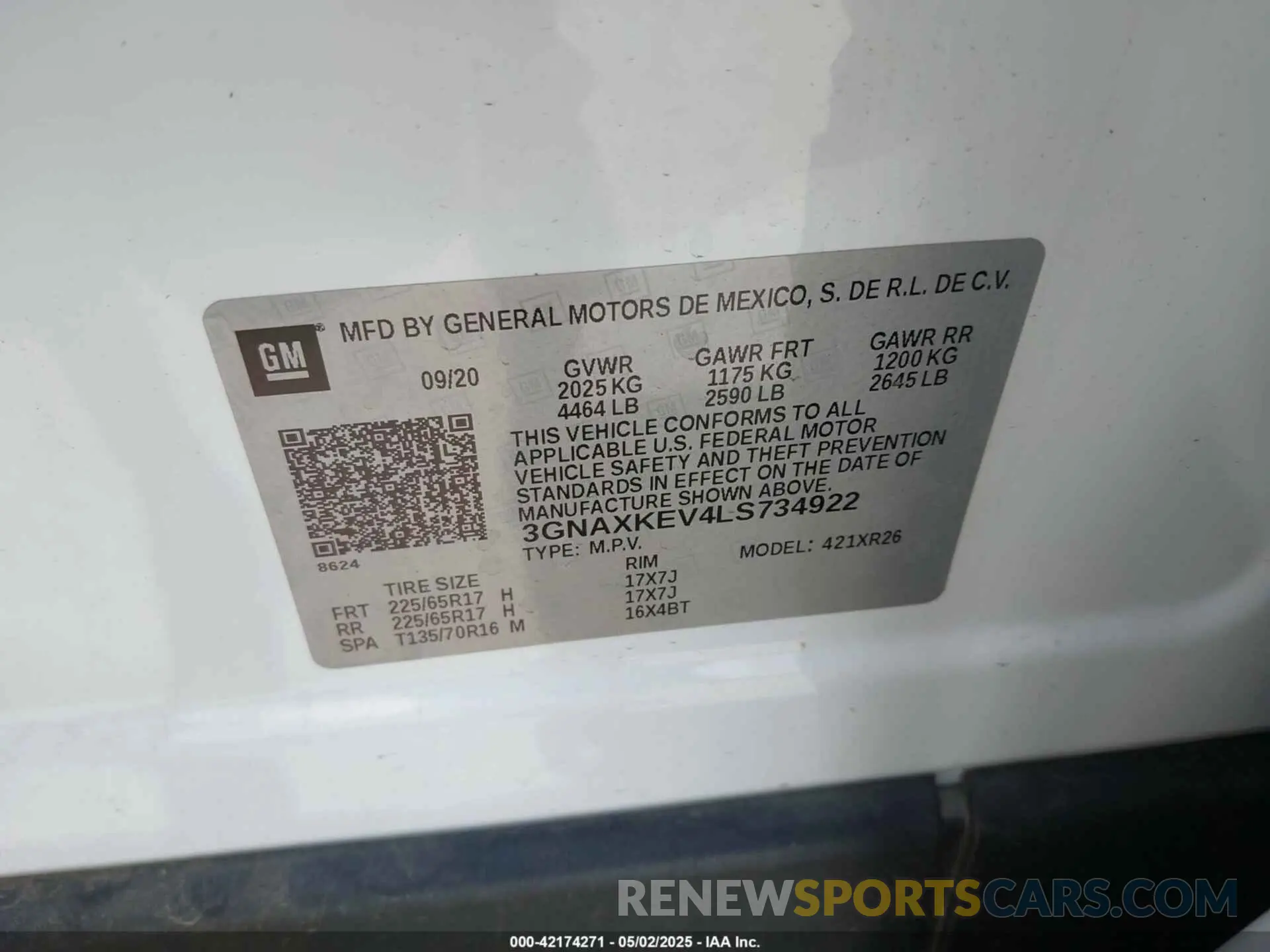 9 fotografías del automóvil dañado 3GNAXKEV4LS734922 CHEVROLET EQUINOX 2020