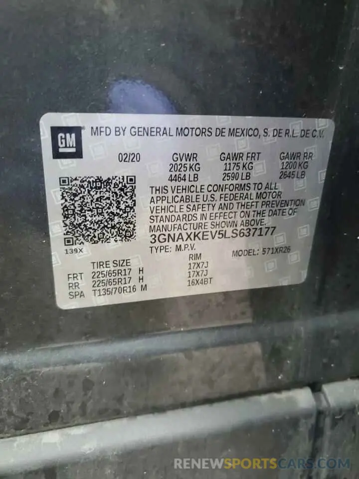 13 fotografías del automóvil dañado 3GNAXKEV5LS637177 CHEVROLET EQUINOX 2020