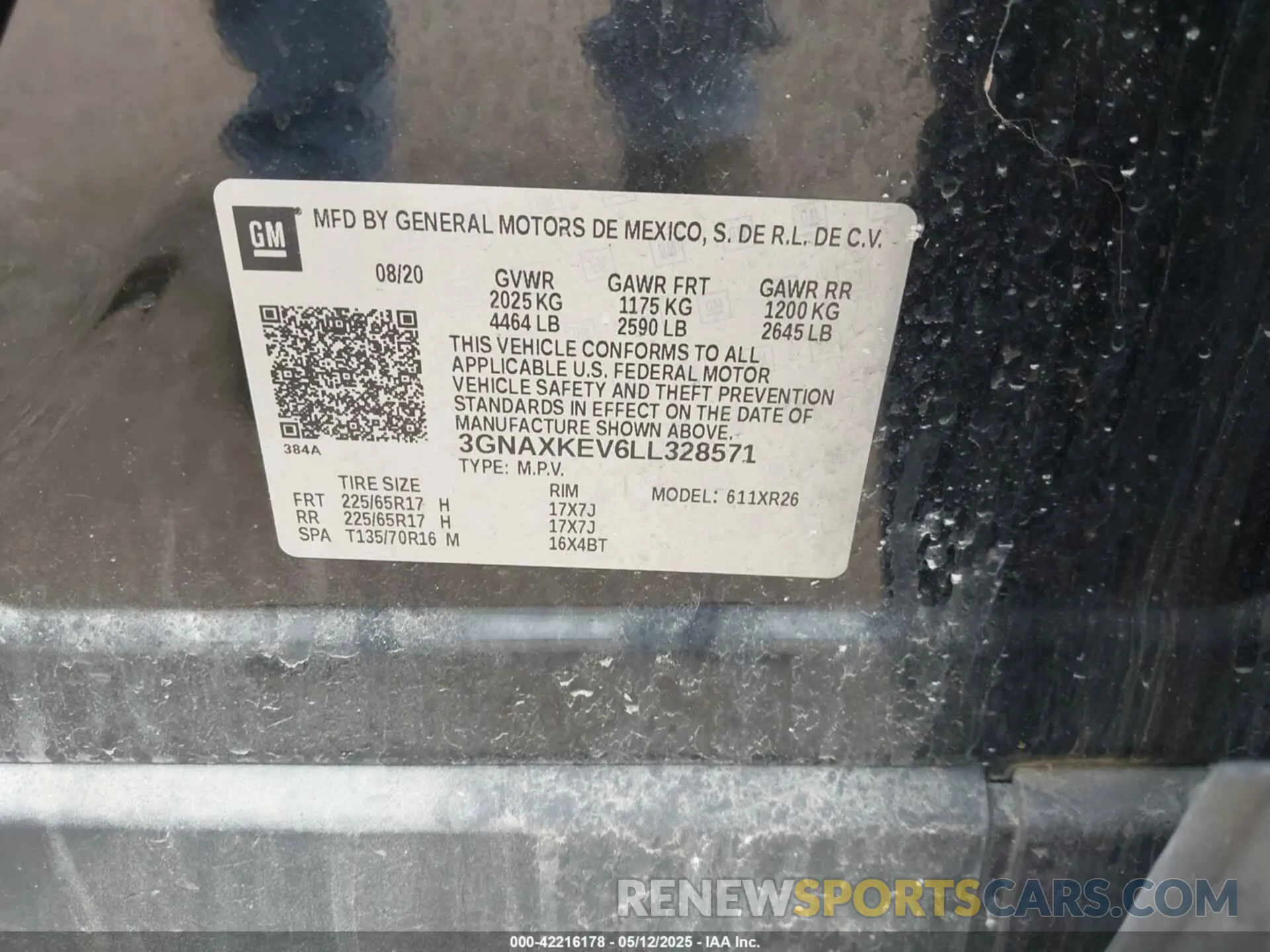 9 fotografías del automóvil dañado 3GNAXKEV6LL328571 CHEVROLET EQUINOX 2020