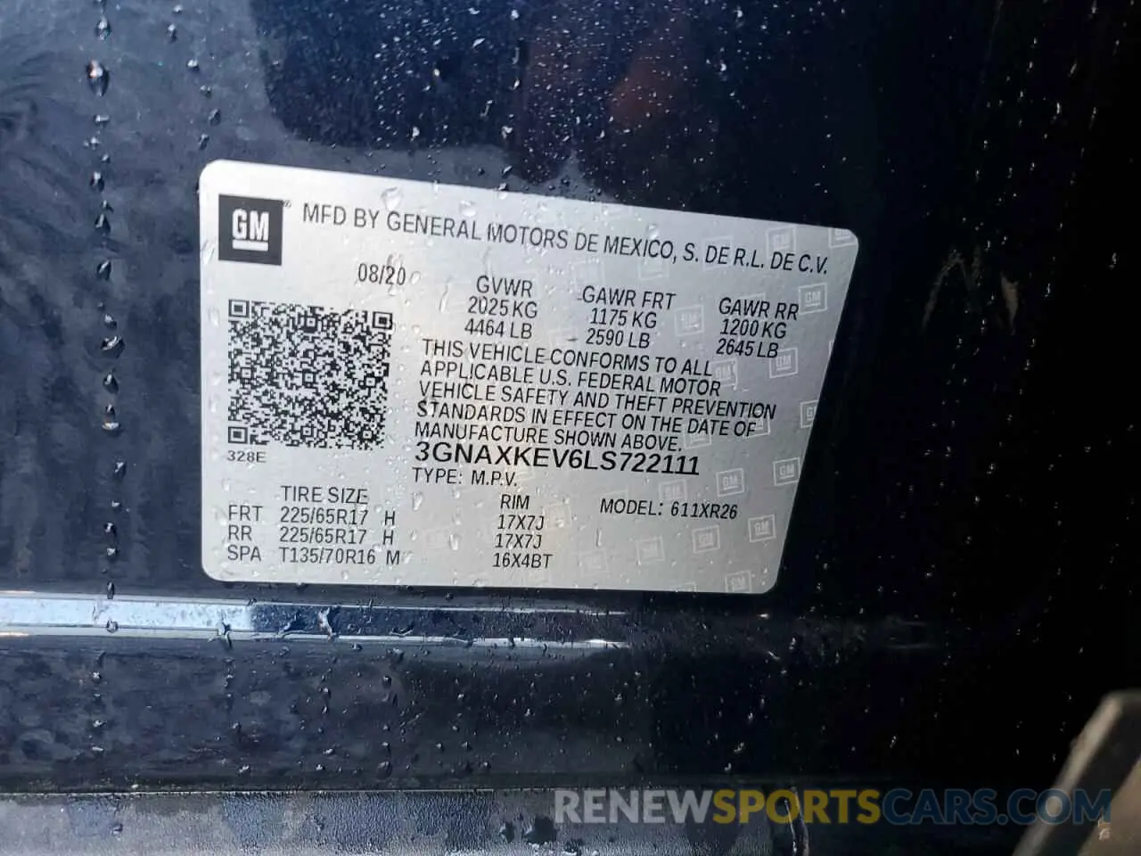 13 fotografías del automóvil dañado 3GNAXKEV6LS722111 CHEVROLET EQUINOX 2020
