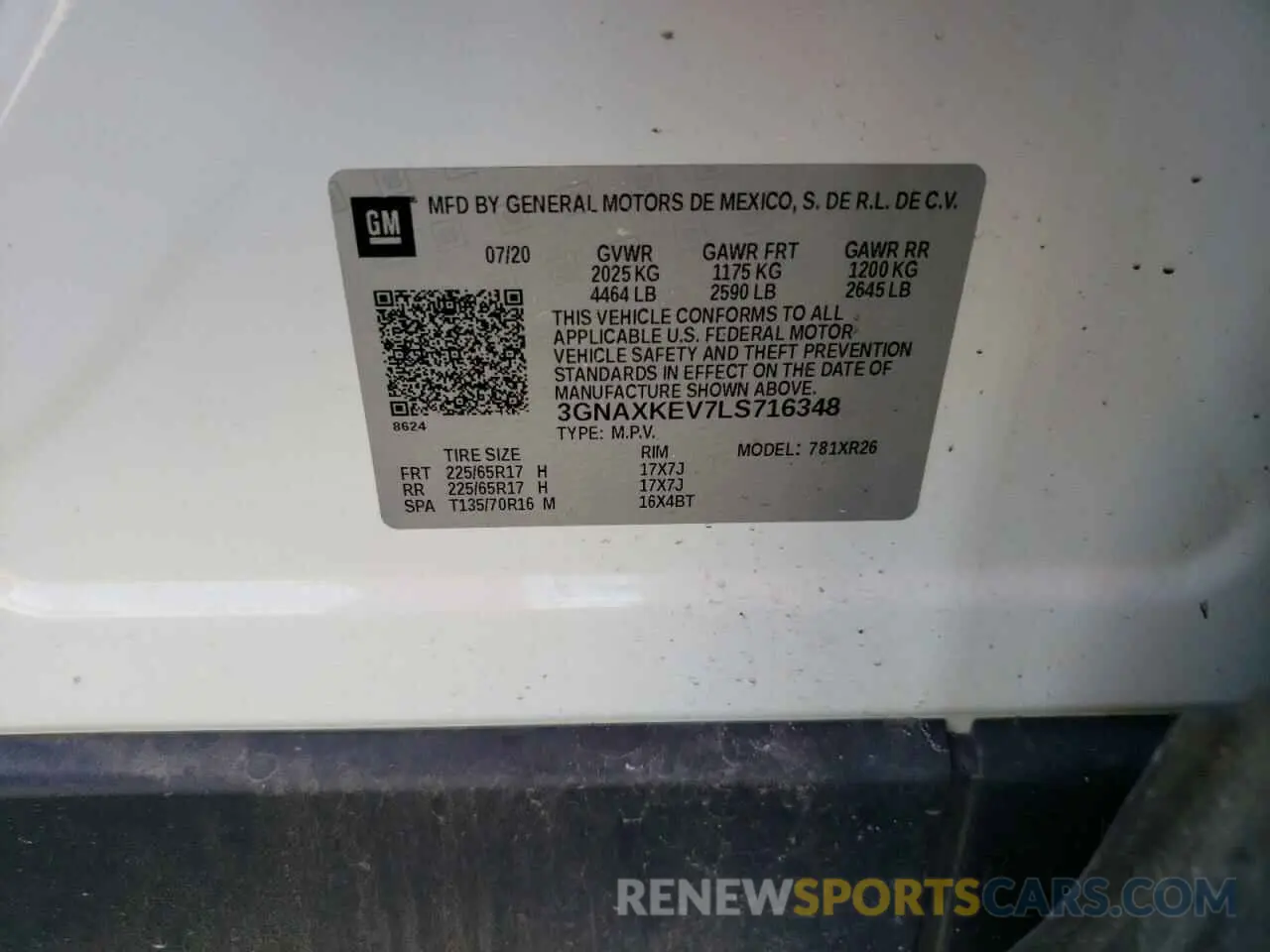 13 fotografías del automóvil dañado 3GNAXKEV7LS716348 CHEVROLET EQUINOX 2020