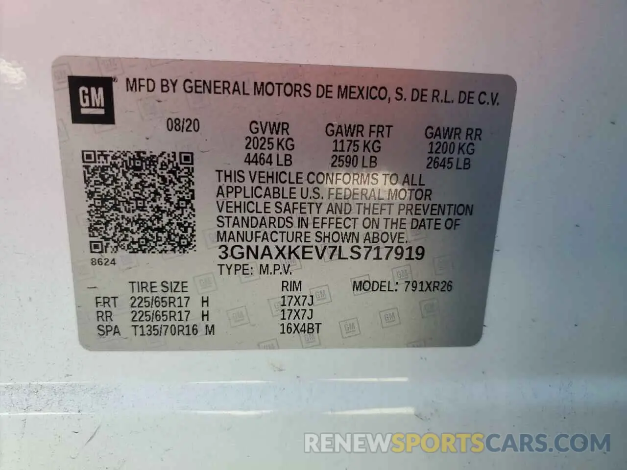 13 fotografías del automóvil dañado 3GNAXKEV7LS717919 CHEVROLET EQUINOX 2020