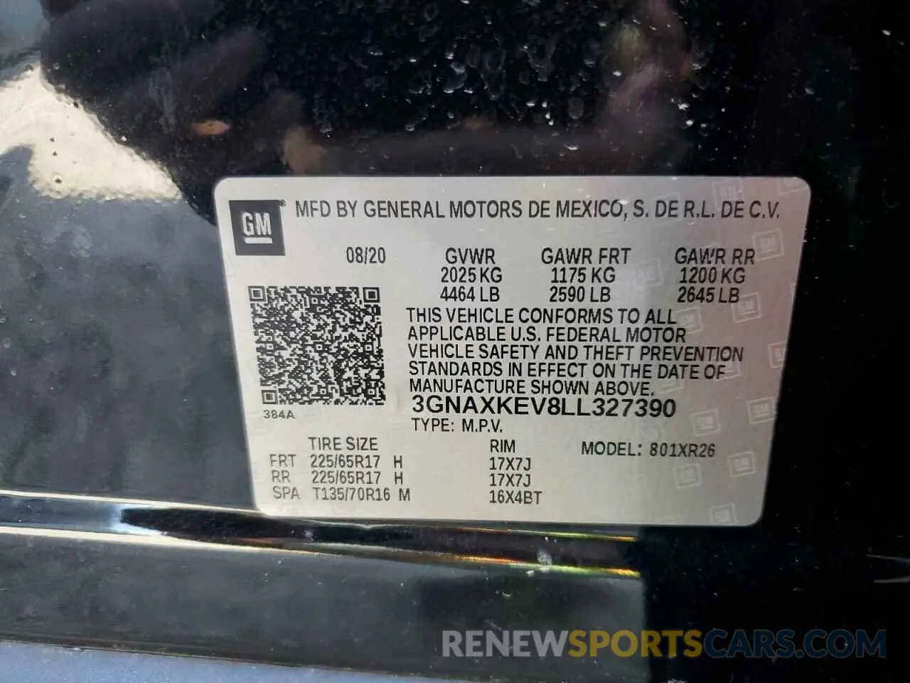 13 fotografías del automóvil dañado 3GNAXKEV8LL327390 CHEVROLET EQUINOX 2020