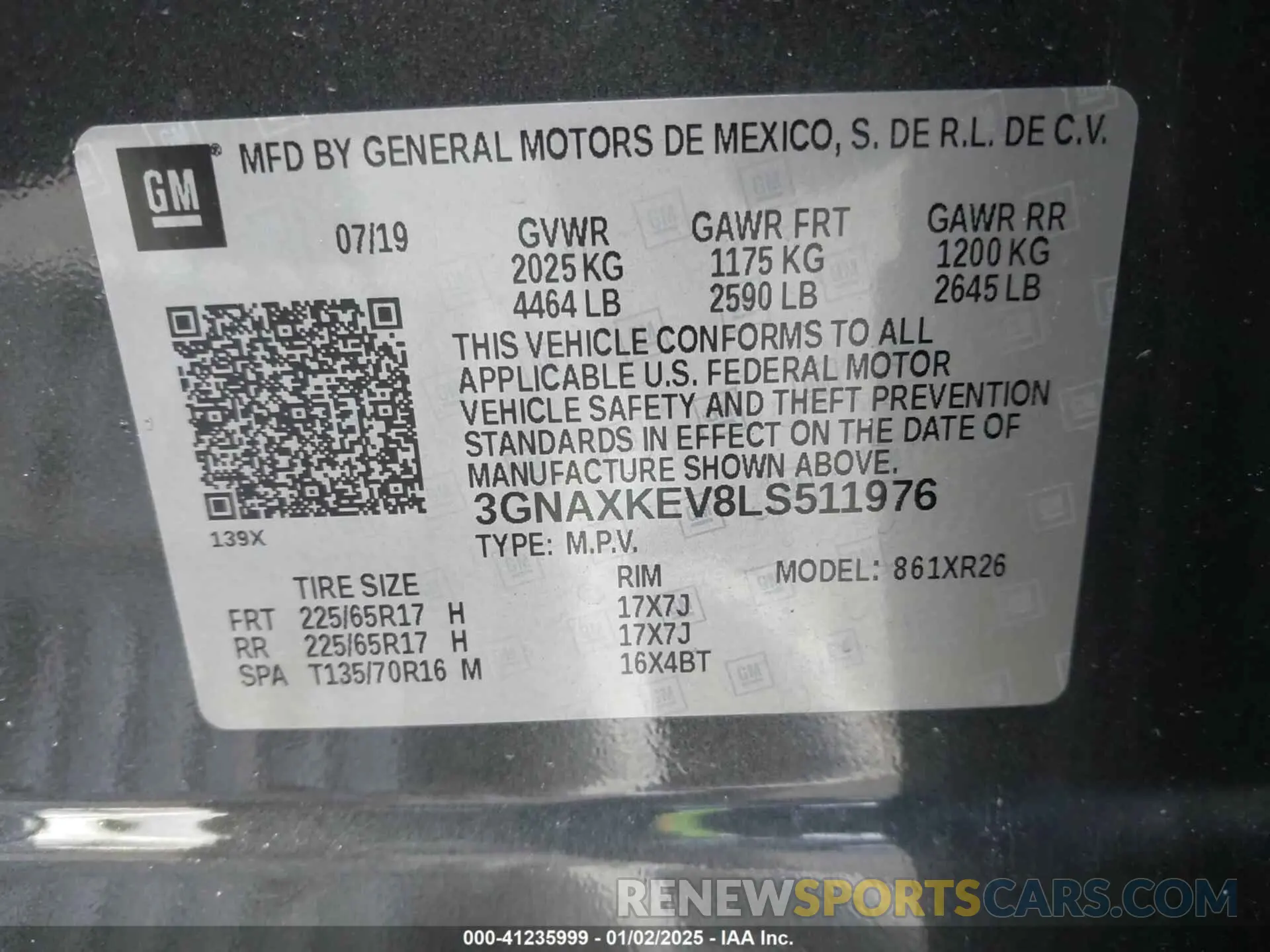9 fotografías del automóvil dañado 3GNAXKEV8LS511976 CHEVROLET EQUINOX 2020