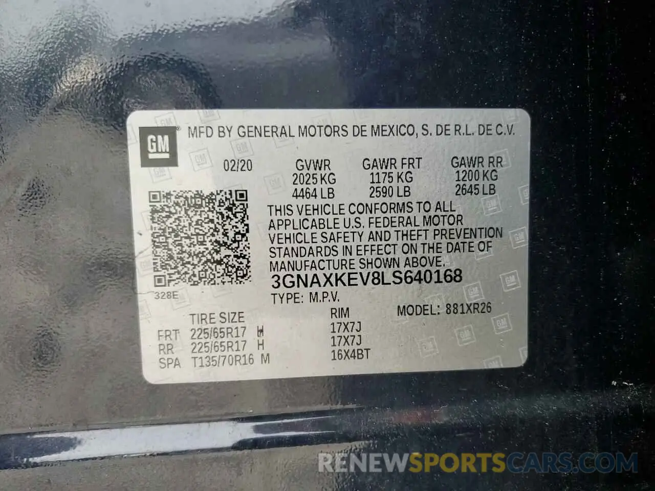 13 fotografías del automóvil dañado 3GNAXKEV8LS640168 CHEVROLET EQUINOX 2020
