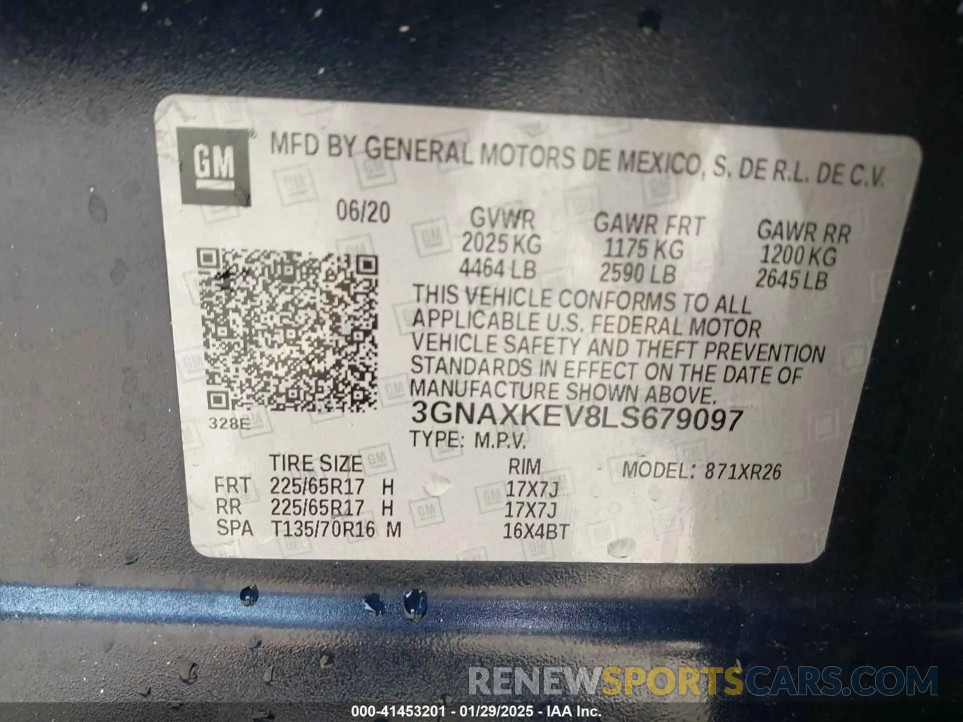 9 fotografías del automóvil dañado 3GNAXKEV8LS679097 CHEVROLET EQUINOX 2020