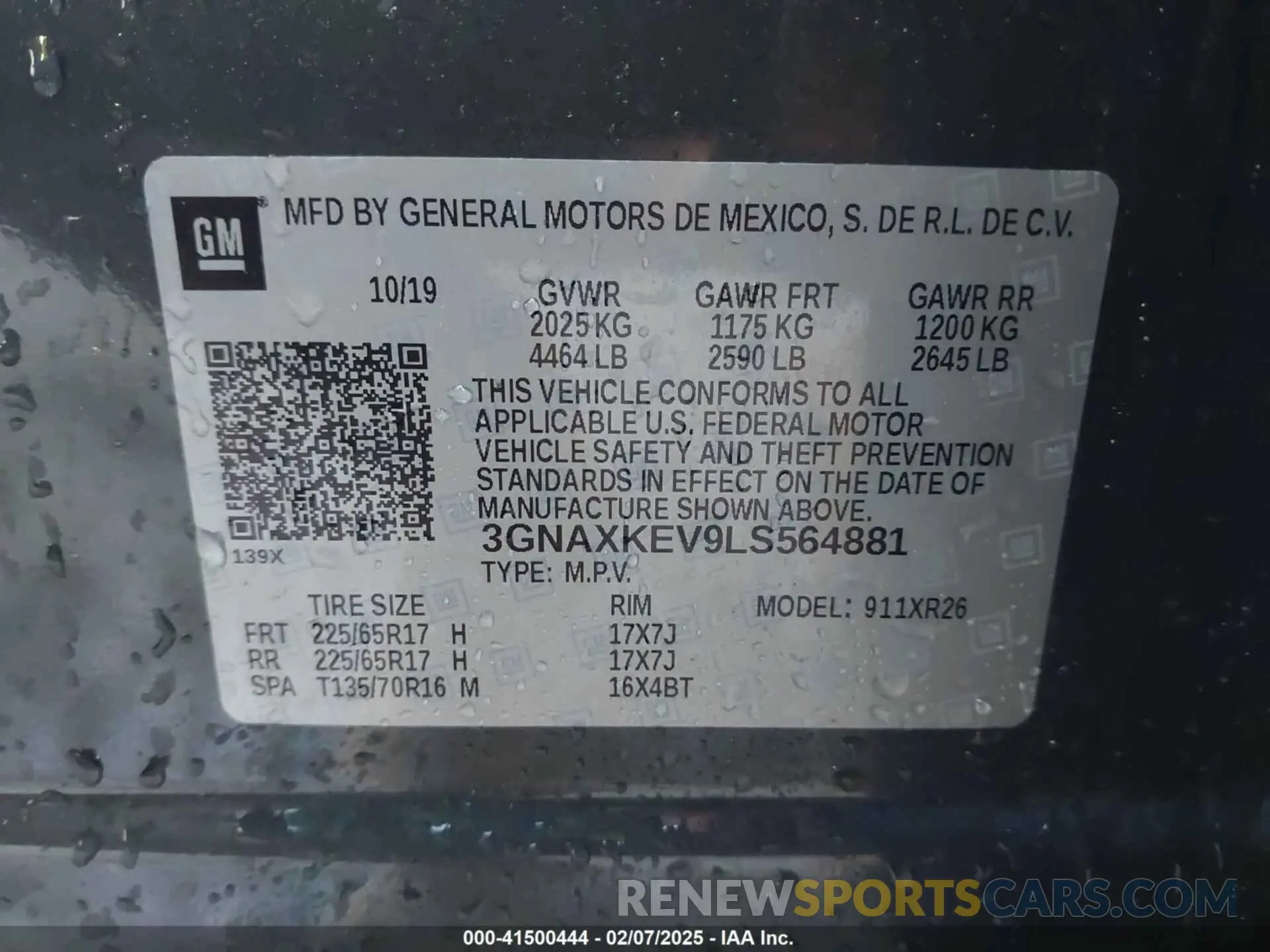 9 fotografías del automóvil dañado 3GNAXKEV9LS564881 CHEVROLET EQUINOX 2020