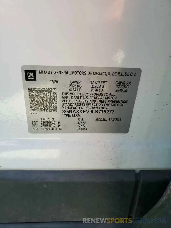 12 fotografías del automóvil dañado 3GNAXKEV9LS718277 CHEVROLET EQUINOX 2020