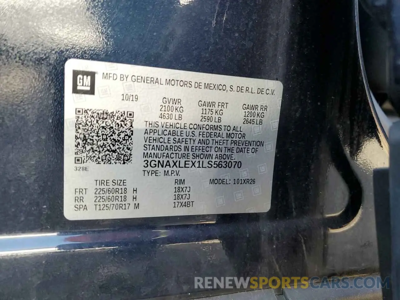 13 fotografías del automóvil dañado 3GNAXLEX1LS563070 CHEVROLET EQUINOX 2020