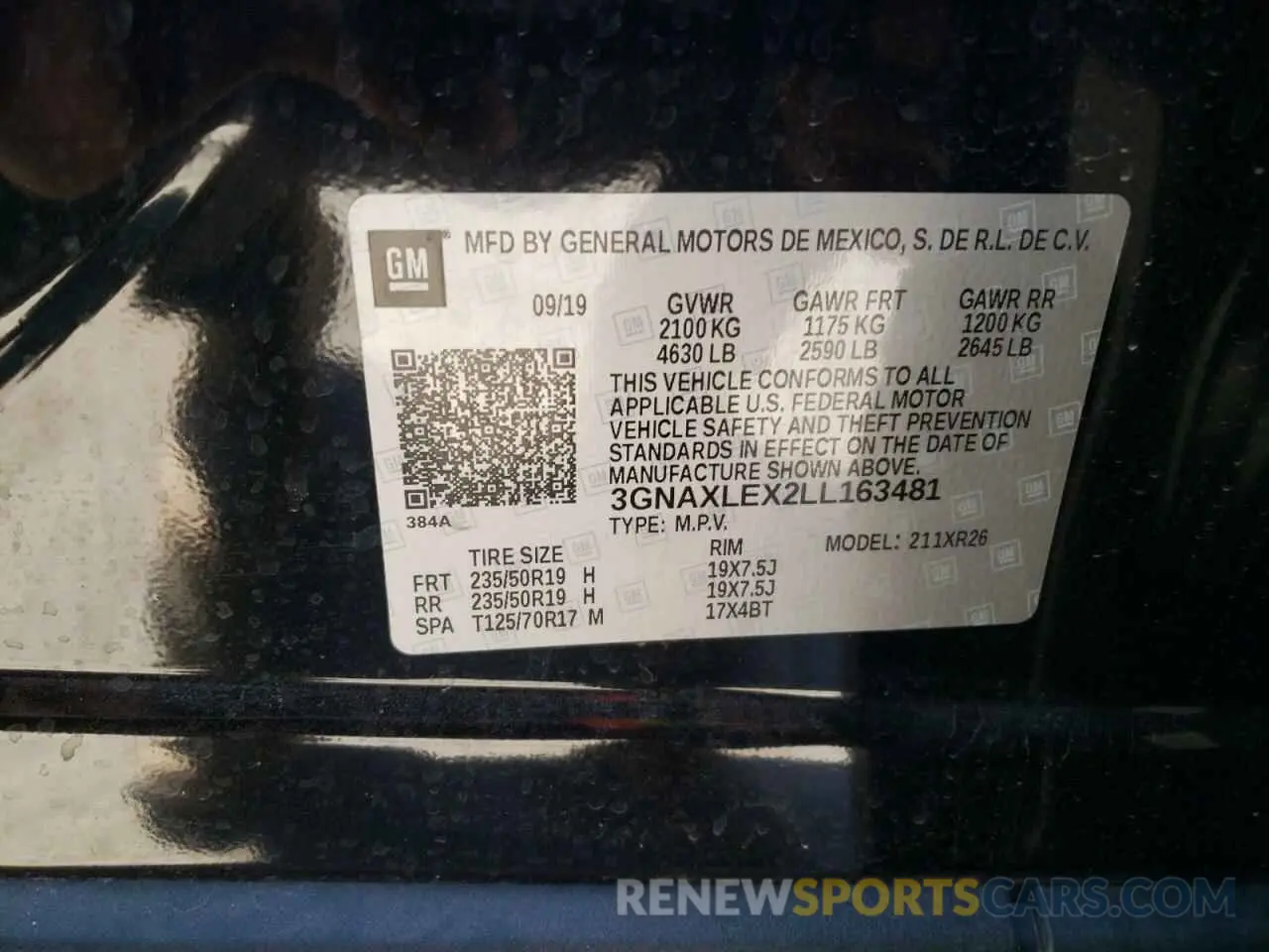 14 fotografías del automóvil dañado 3GNAXLEX2LL163481 CHEVROLET EQUINOX 2020