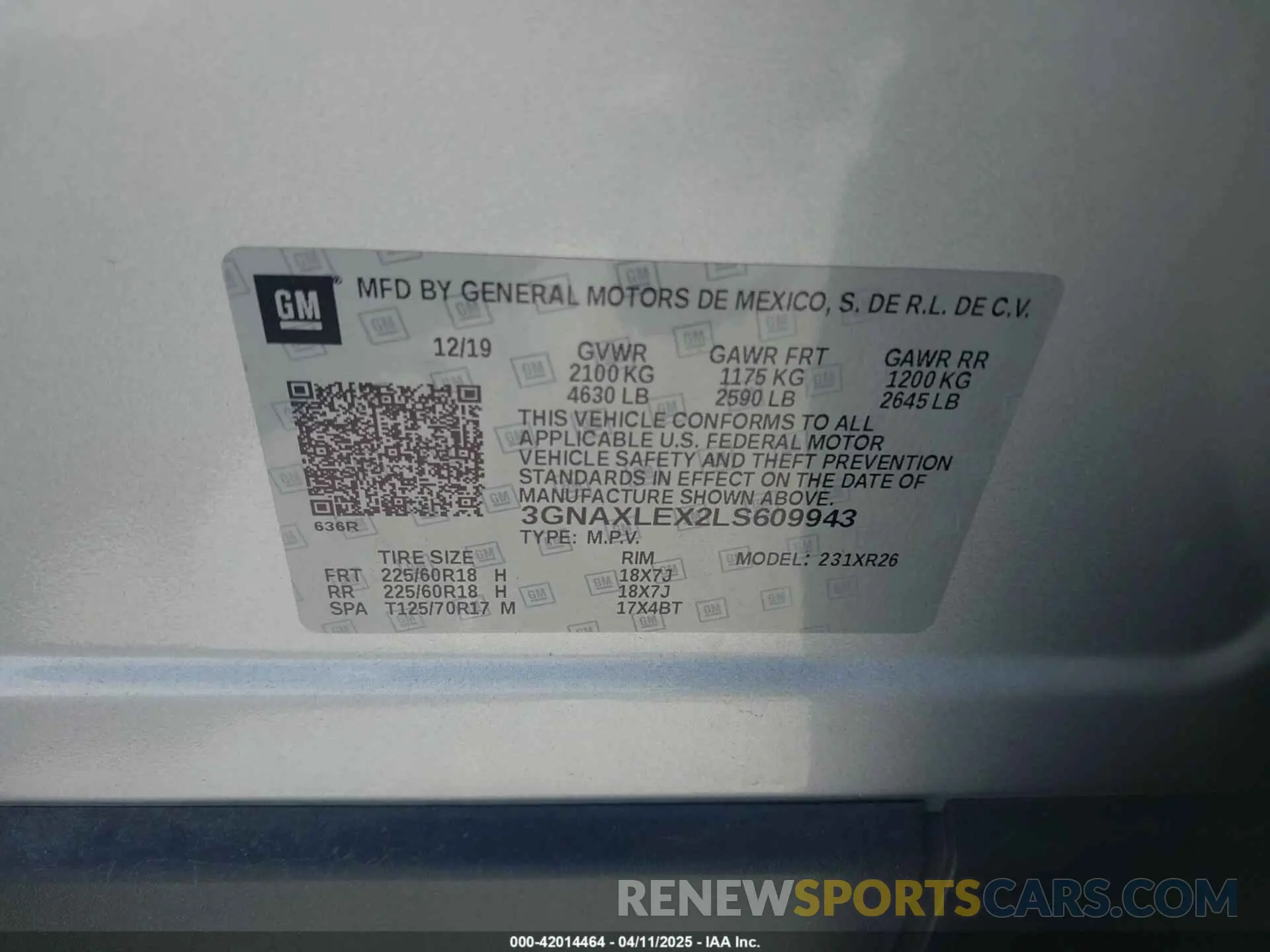 9 fotografías del automóvil dañado 3GNAXLEX2LS609943 CHEVROLET EQUINOX 2020