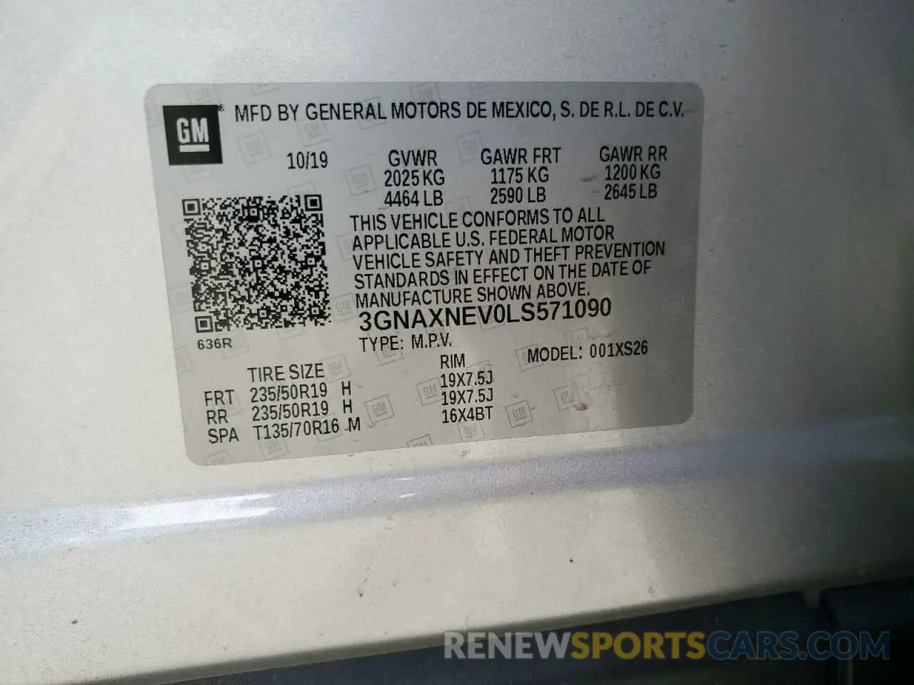12 fotografías del automóvil dañado 3GNAXNEV0LS571090 CHEVROLET EQUINOX 2020