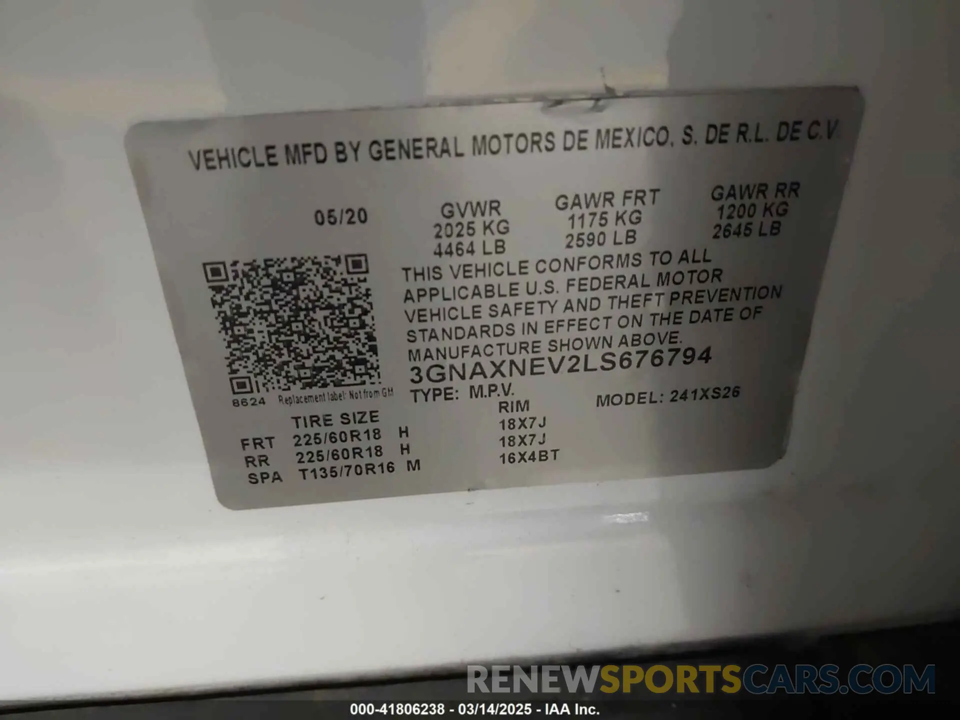 9 fotografías del automóvil dañado 3GNAXNEV2LS676794 CHEVROLET EQUINOX 2020