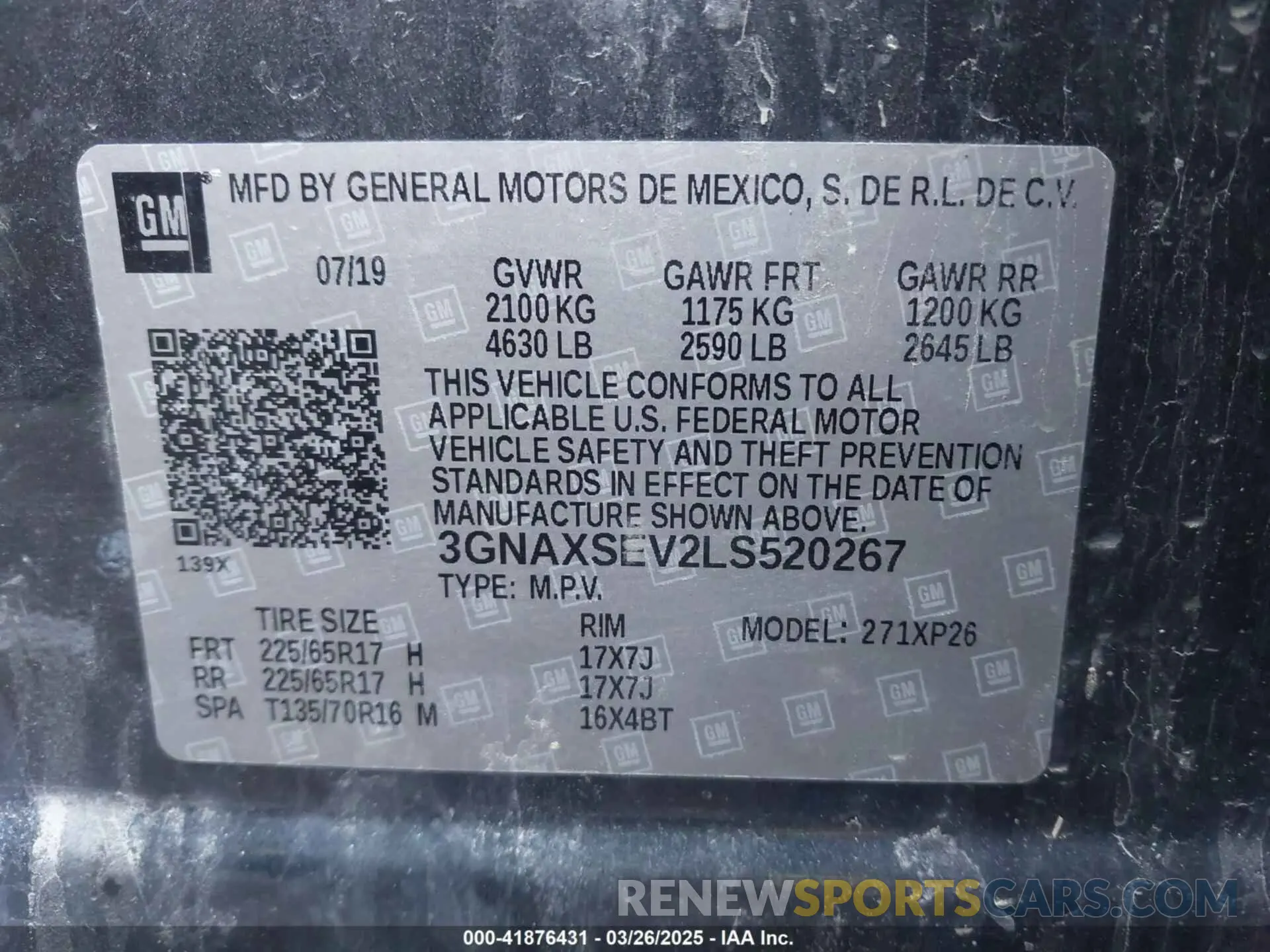 9 fotografías del automóvil dañado 3GNAXSEV2LS520267 CHEVROLET EQUINOX 2020