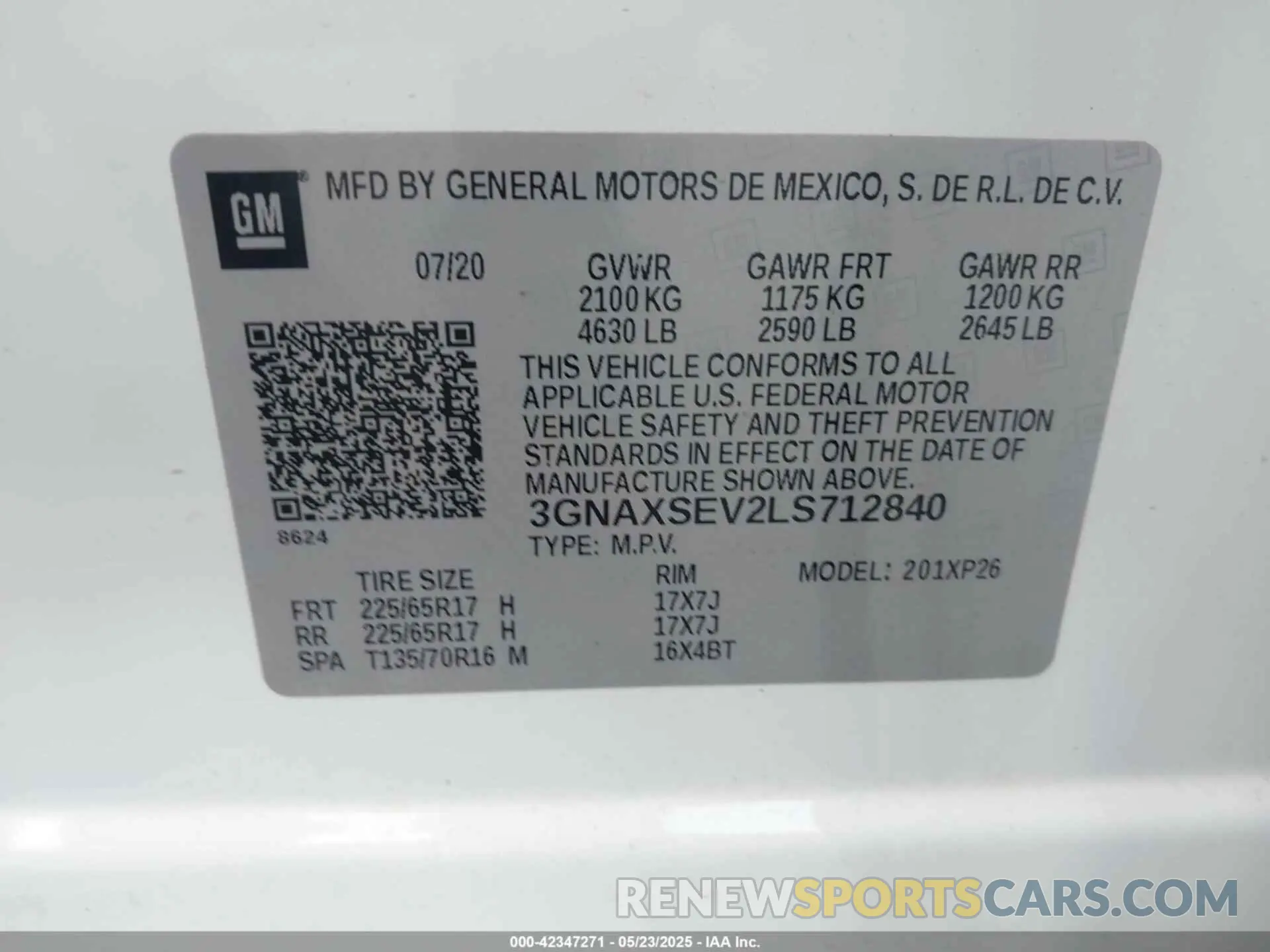 9 fotografías del automóvil dañado 3GNAXSEV2LS712840 CHEVROLET EQUINOX 2020