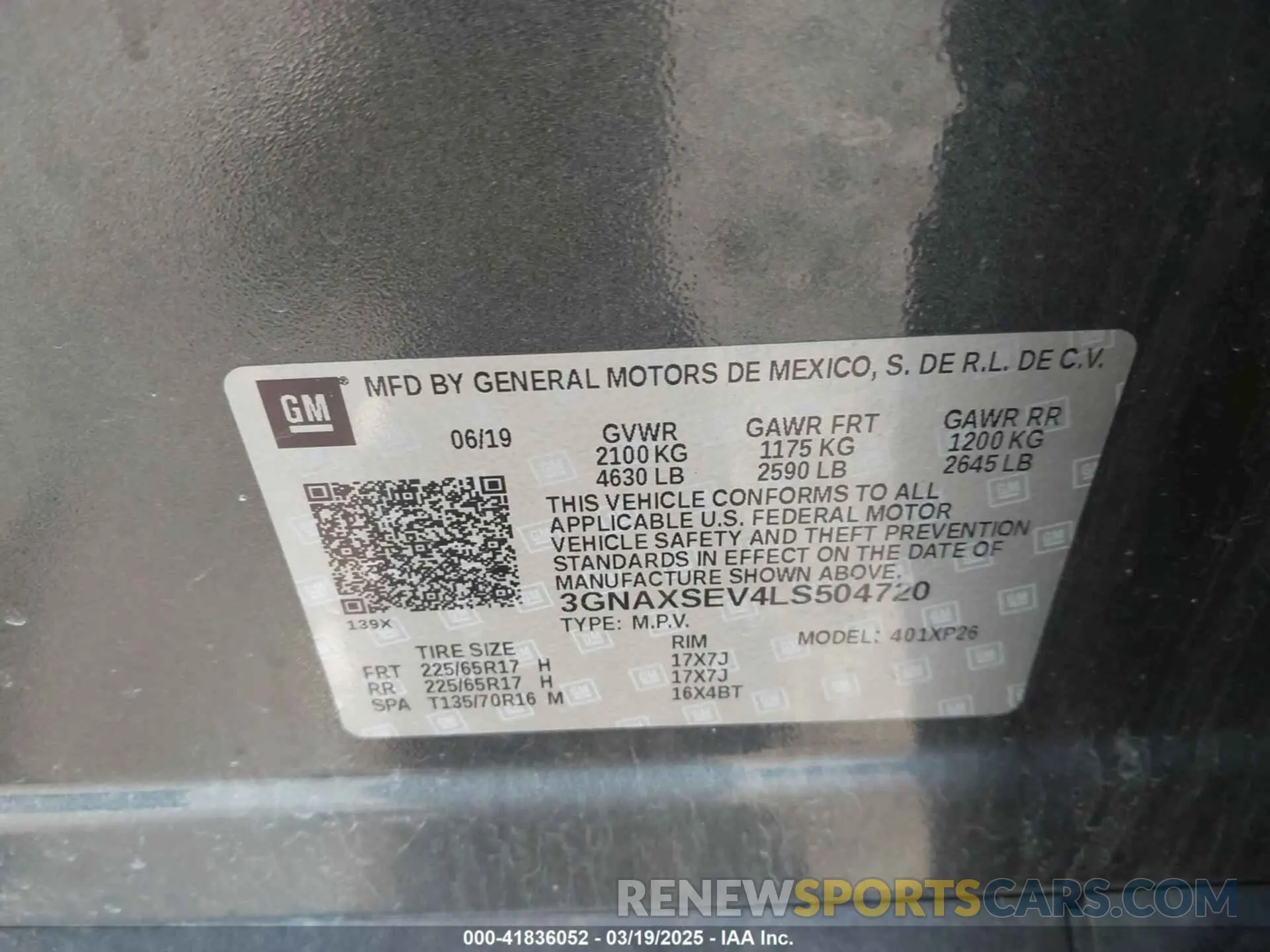 9 fotografías del automóvil dañado 3GNAXSEV4LS504720 CHEVROLET EQUINOX 2020