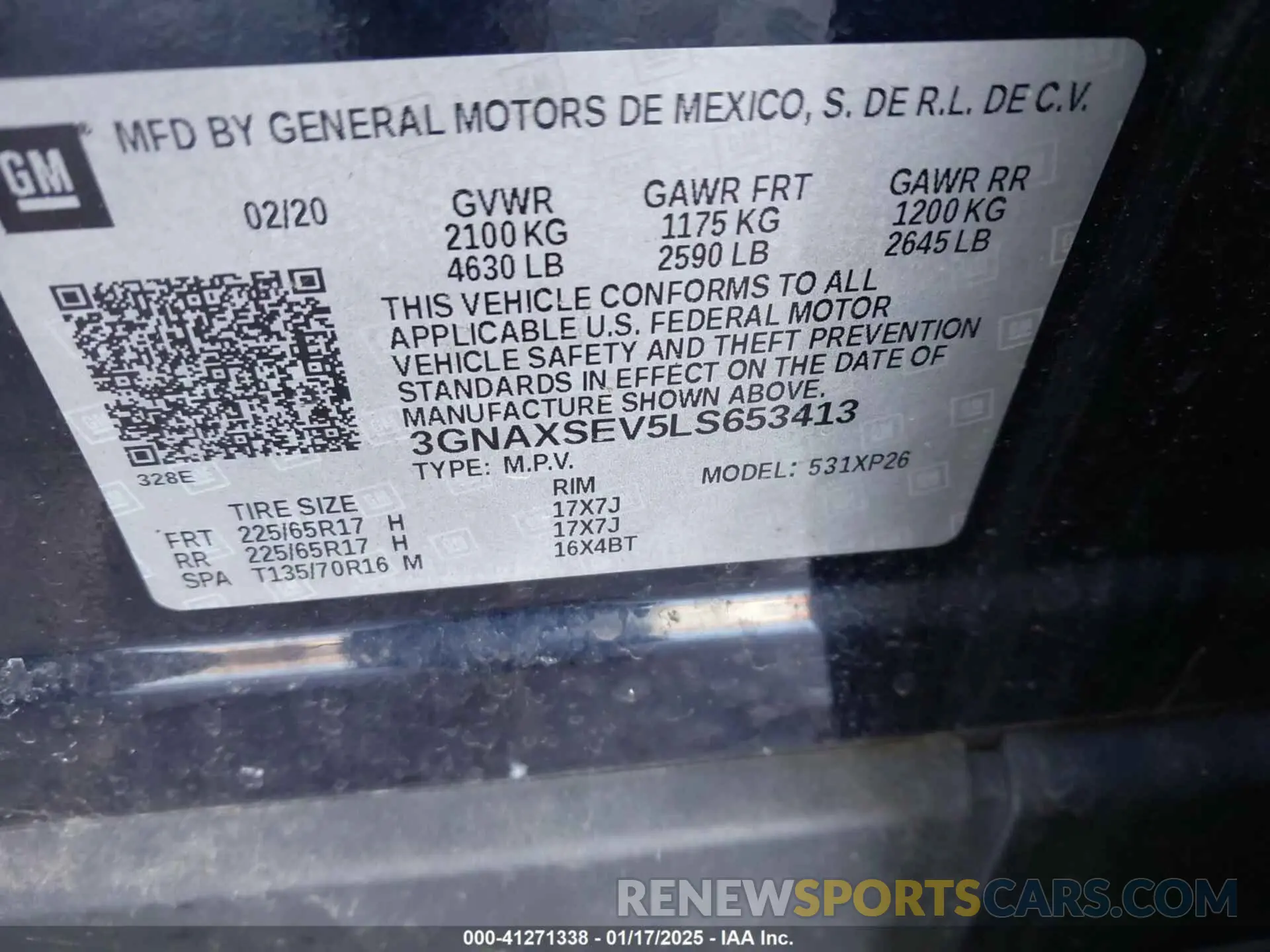 9 fotografías del automóvil dañado 3GNAXSEV5LS653413 CHEVROLET EQUINOX 2020