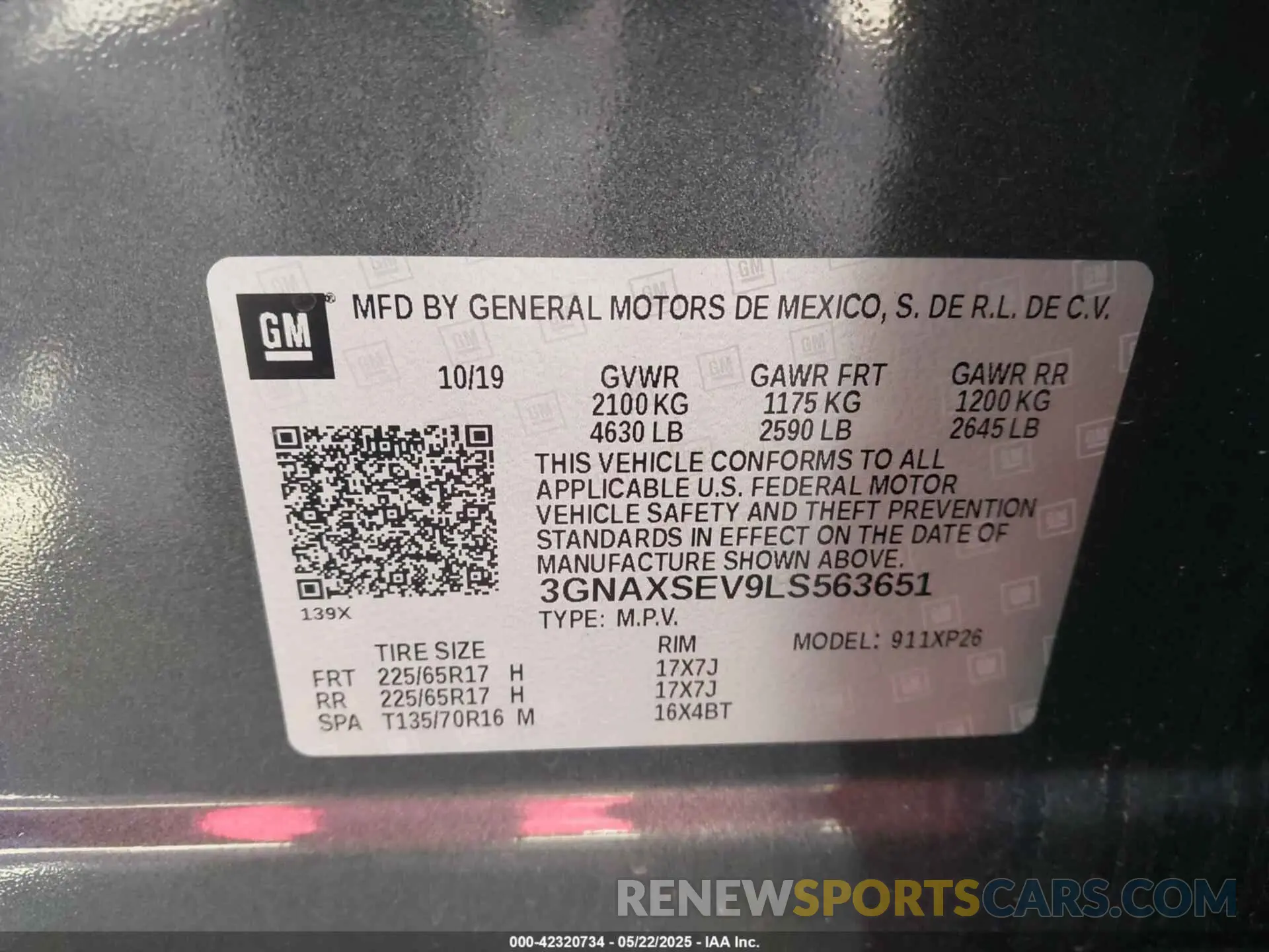 9 fotografías del automóvil dañado 3GNAXSEV9LS563651 CHEVROLET EQUINOX 2020