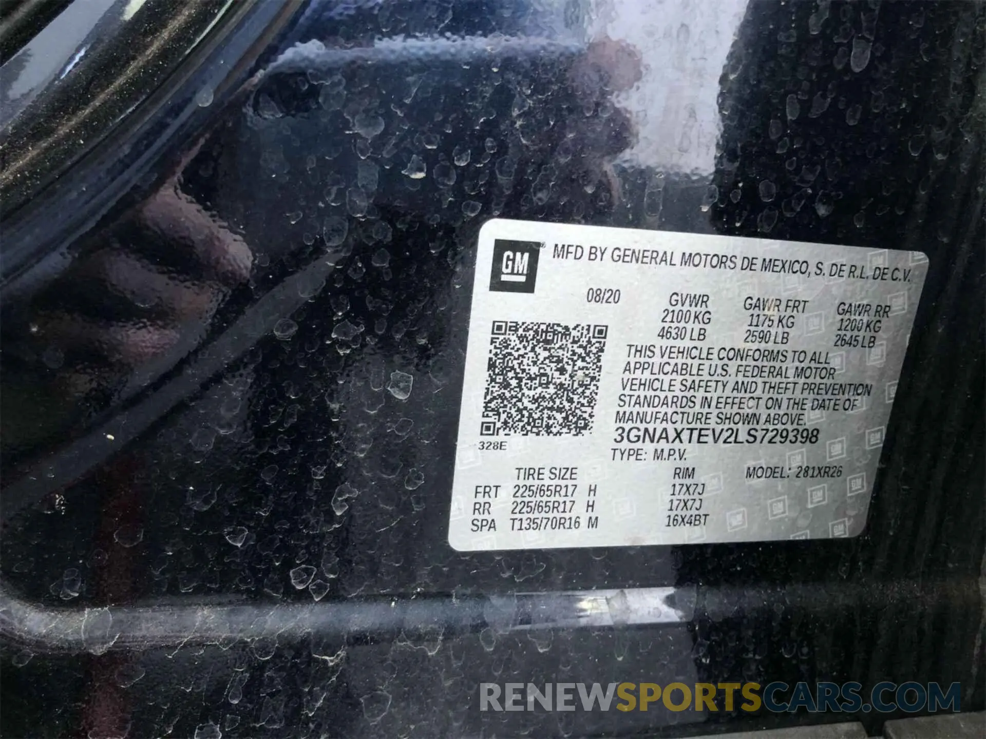 16 fotografías del automóvil dañado 3GNAXTEV2LS729398 CHEVROLET EQUINOX 2020