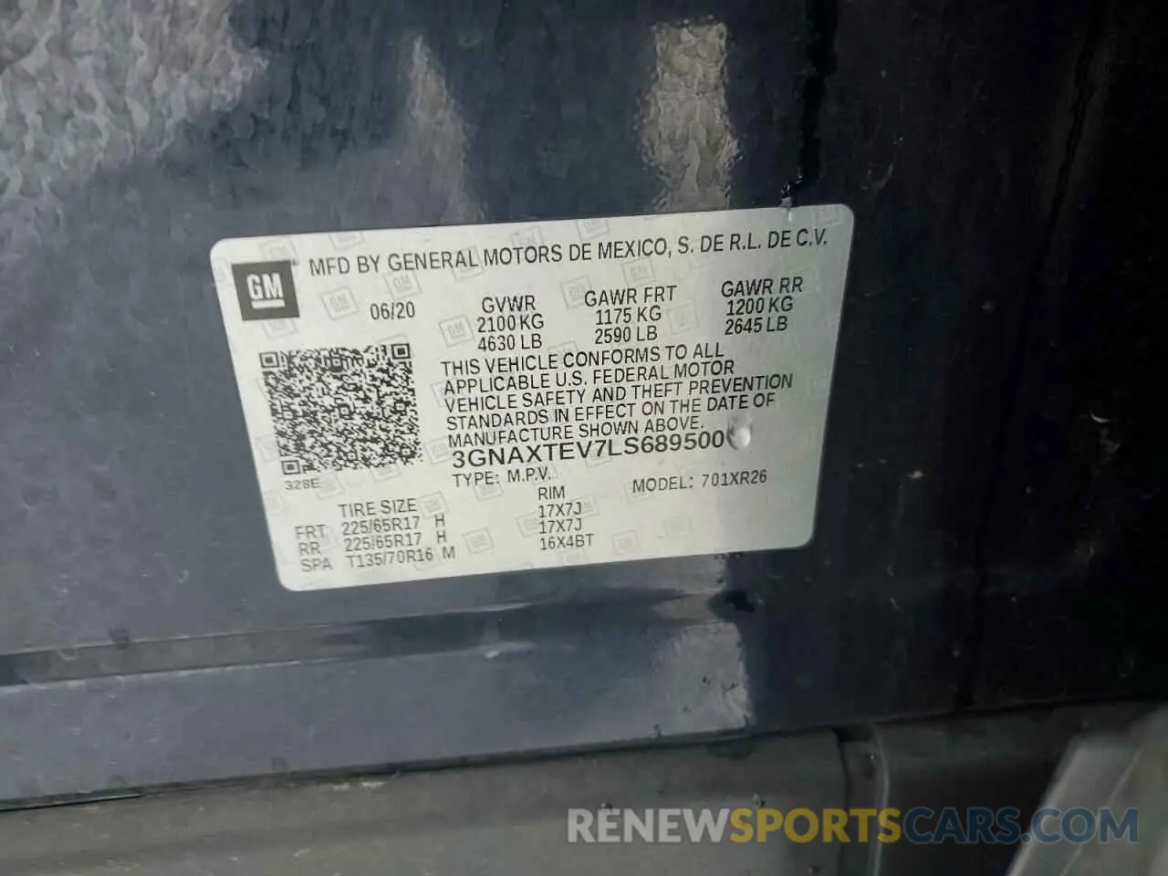 14 fotografías del automóvil dañado 3GNAXTEV7LS689500 CHEVROLET EQUINOX 2020