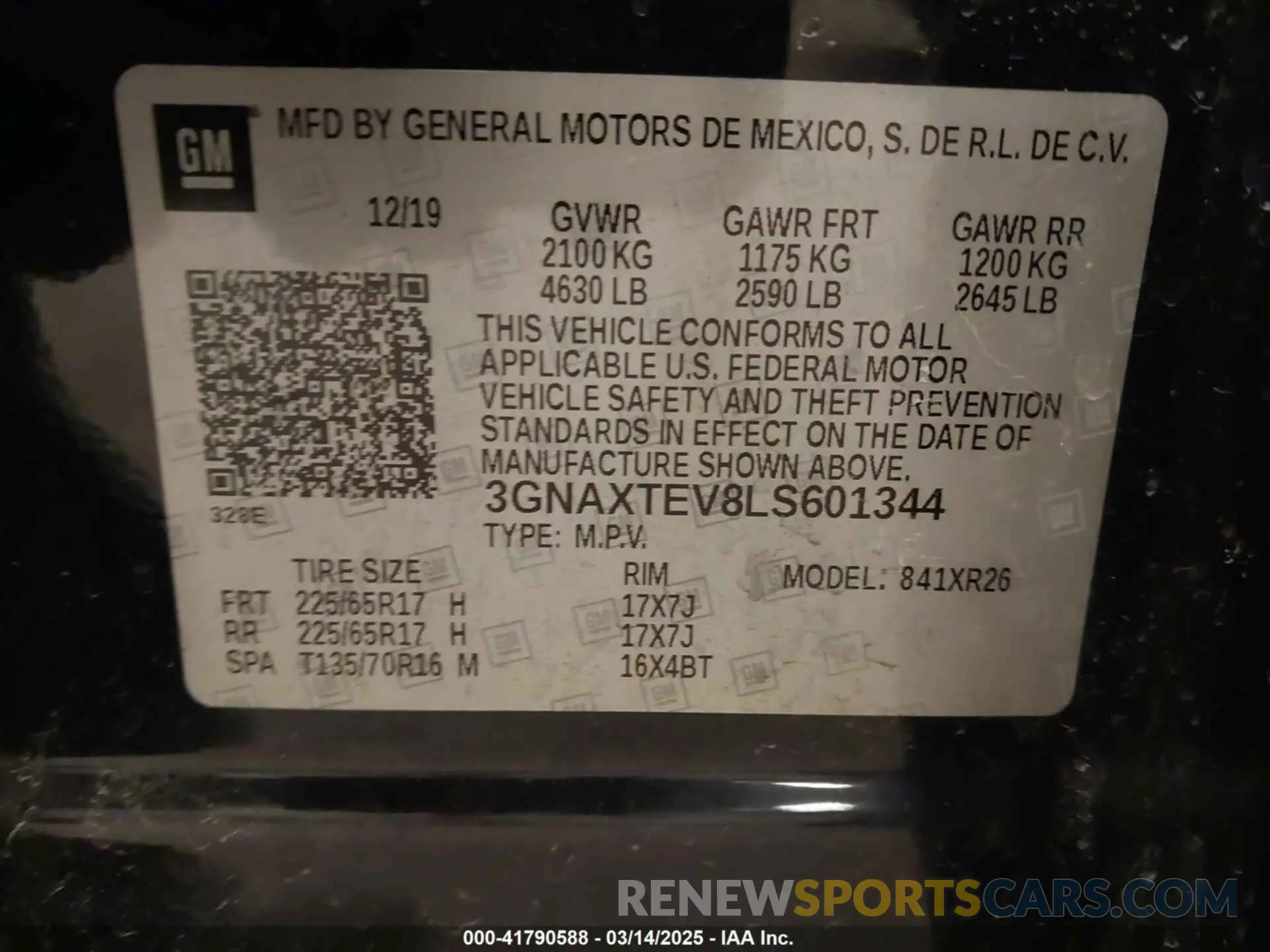 9 fotografías del automóvil dañado 3GNAXTEV8LS601344 CHEVROLET EQUINOX 2020