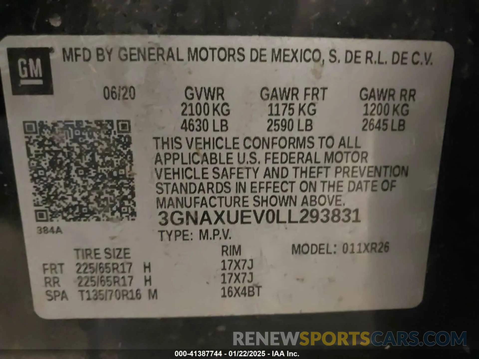 9 fotografías del automóvil dañado 3GNAXUEV0LL293831 CHEVROLET EQUINOX 2020