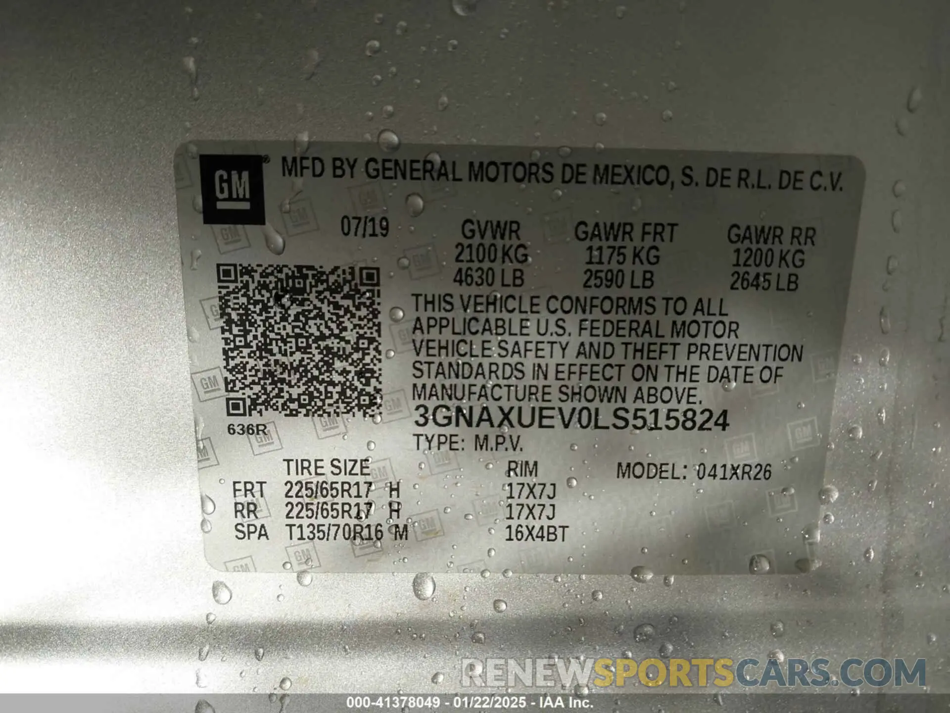 9 fotografías del automóvil dañado 3GNAXUEV0LS515824 CHEVROLET EQUINOX 2020