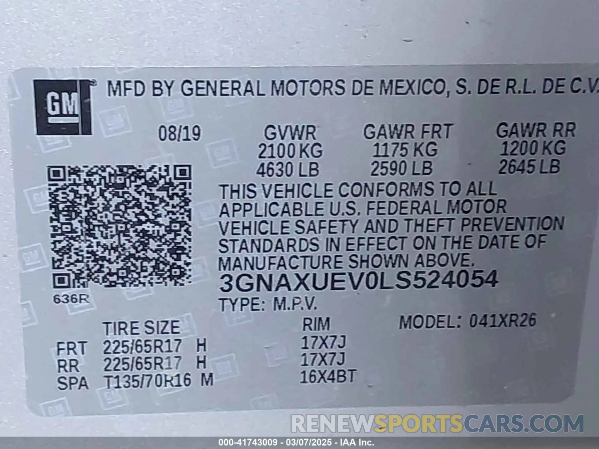 9 fotografías del automóvil dañado 3GNAXUEV0LS524054 CHEVROLET EQUINOX 2020