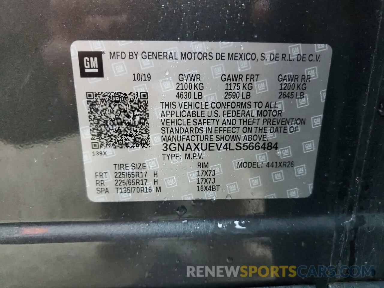 13 fotografías del automóvil dañado 3GNAXUEV4LS566484 CHEVROLET EQUINOX 2020
