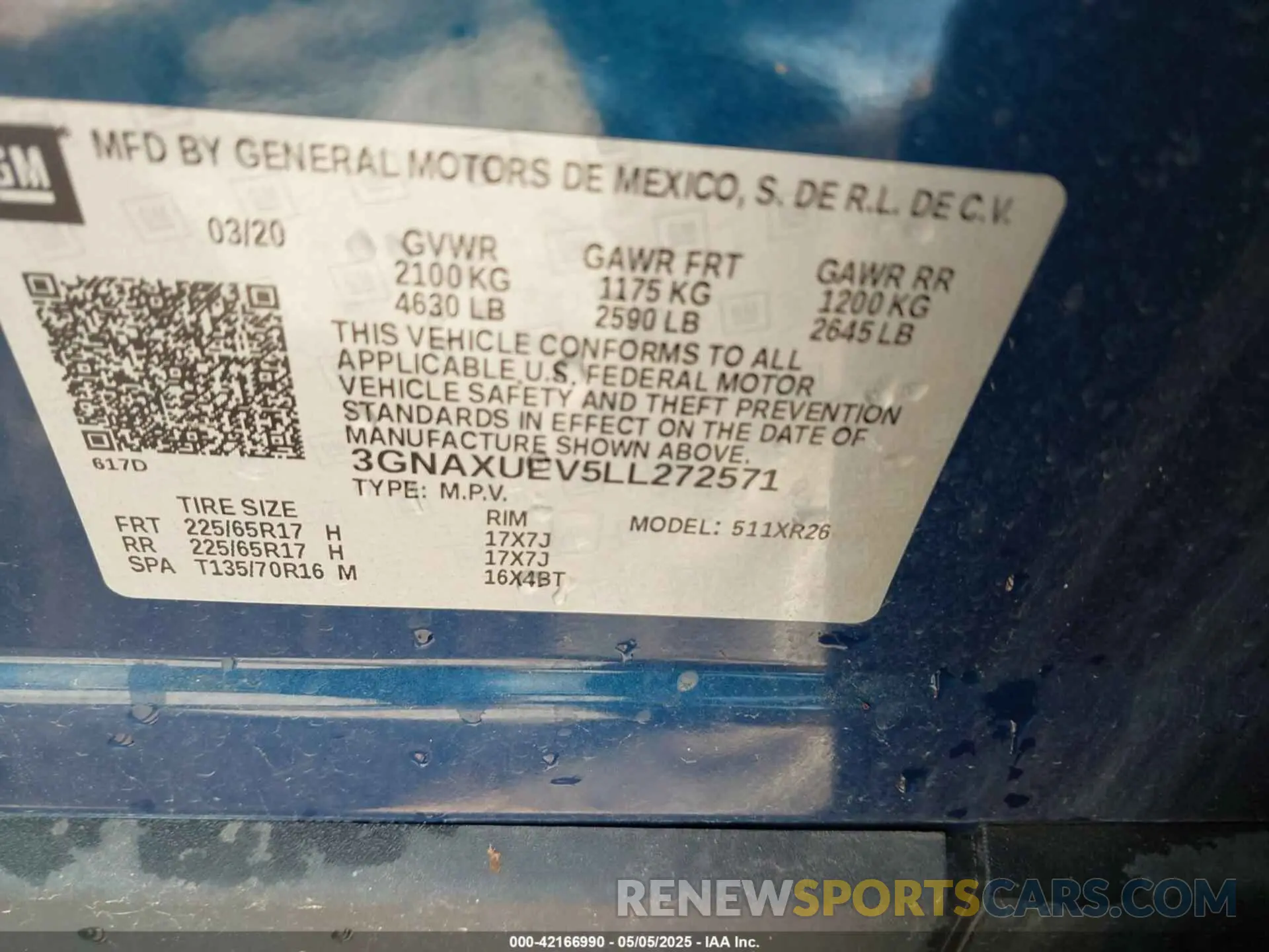 9 fotografías del automóvil dañado 3GNAXUEV5LL272571 CHEVROLET EQUINOX 2020