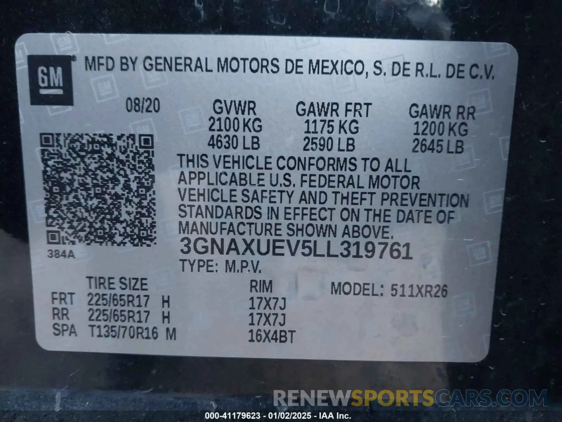 9 fotografías del automóvil dañado 3GNAXUEV5LL319761 CHEVROLET EQUINOX 2020
