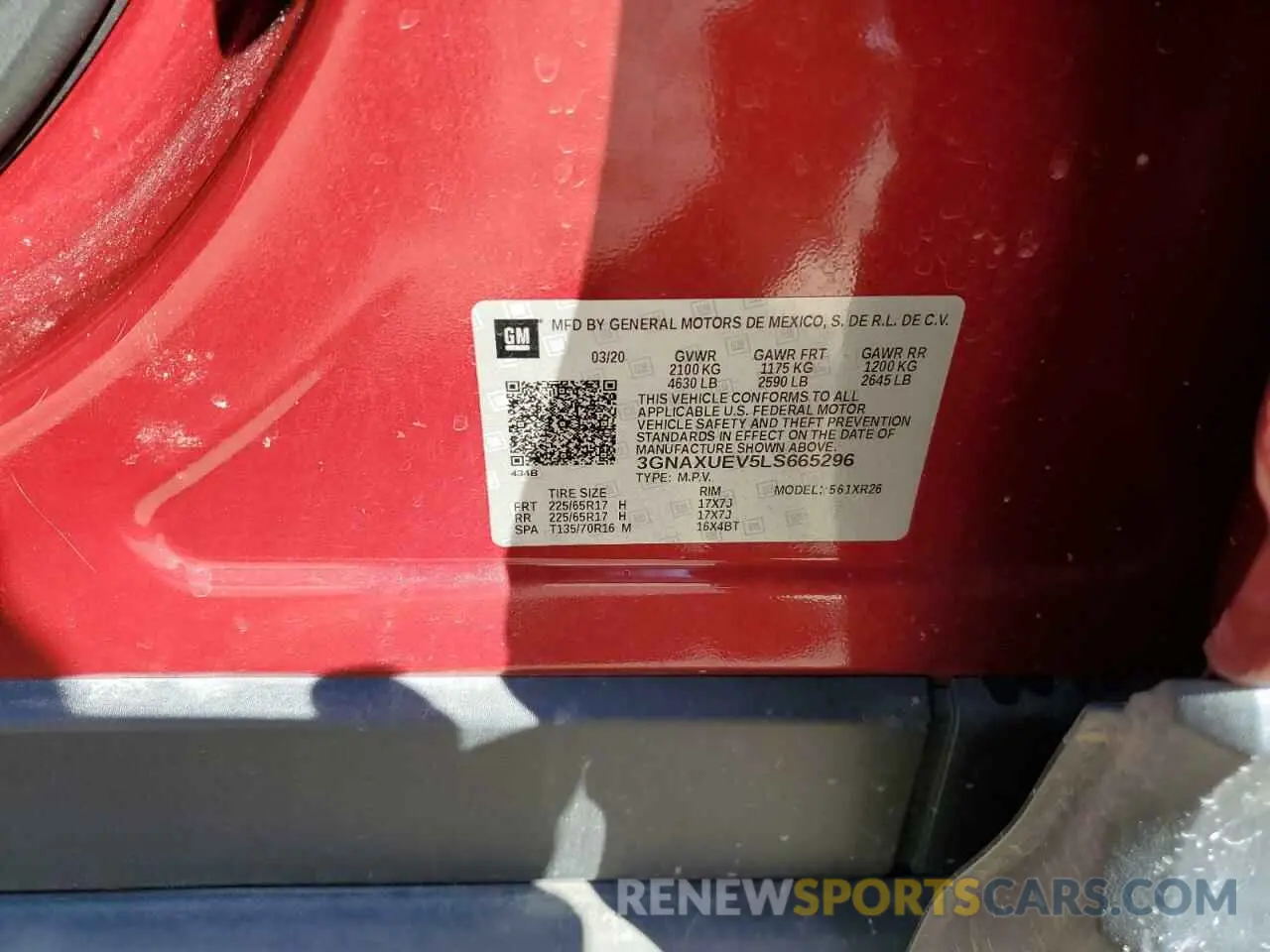 14 fotografías del automóvil dañado 3GNAXUEV5LS665296 CHEVROLET EQUINOX 2020