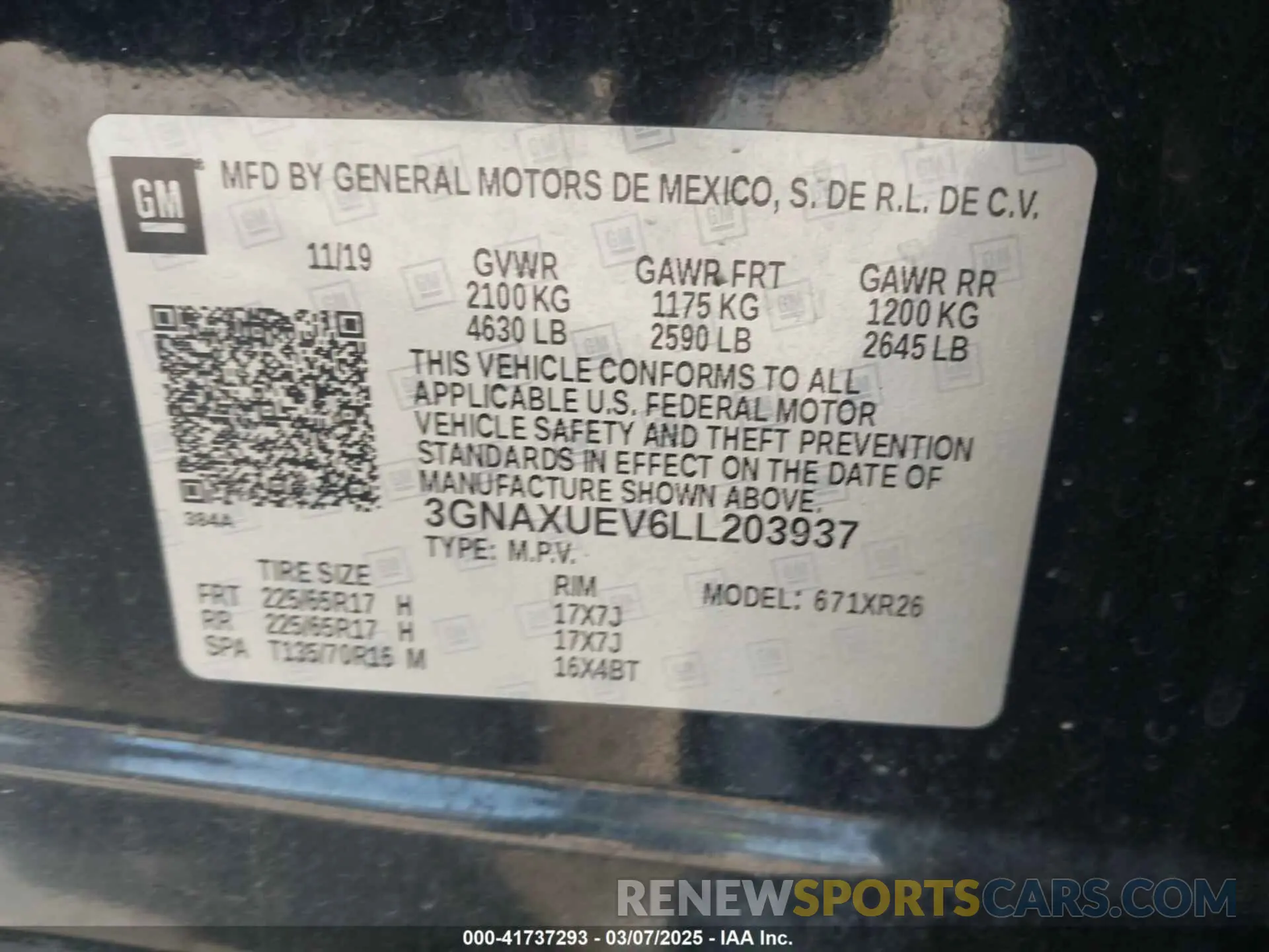 9 fotografías del automóvil dañado 3GNAXUEV6LL203937 CHEVROLET EQUINOX 2020