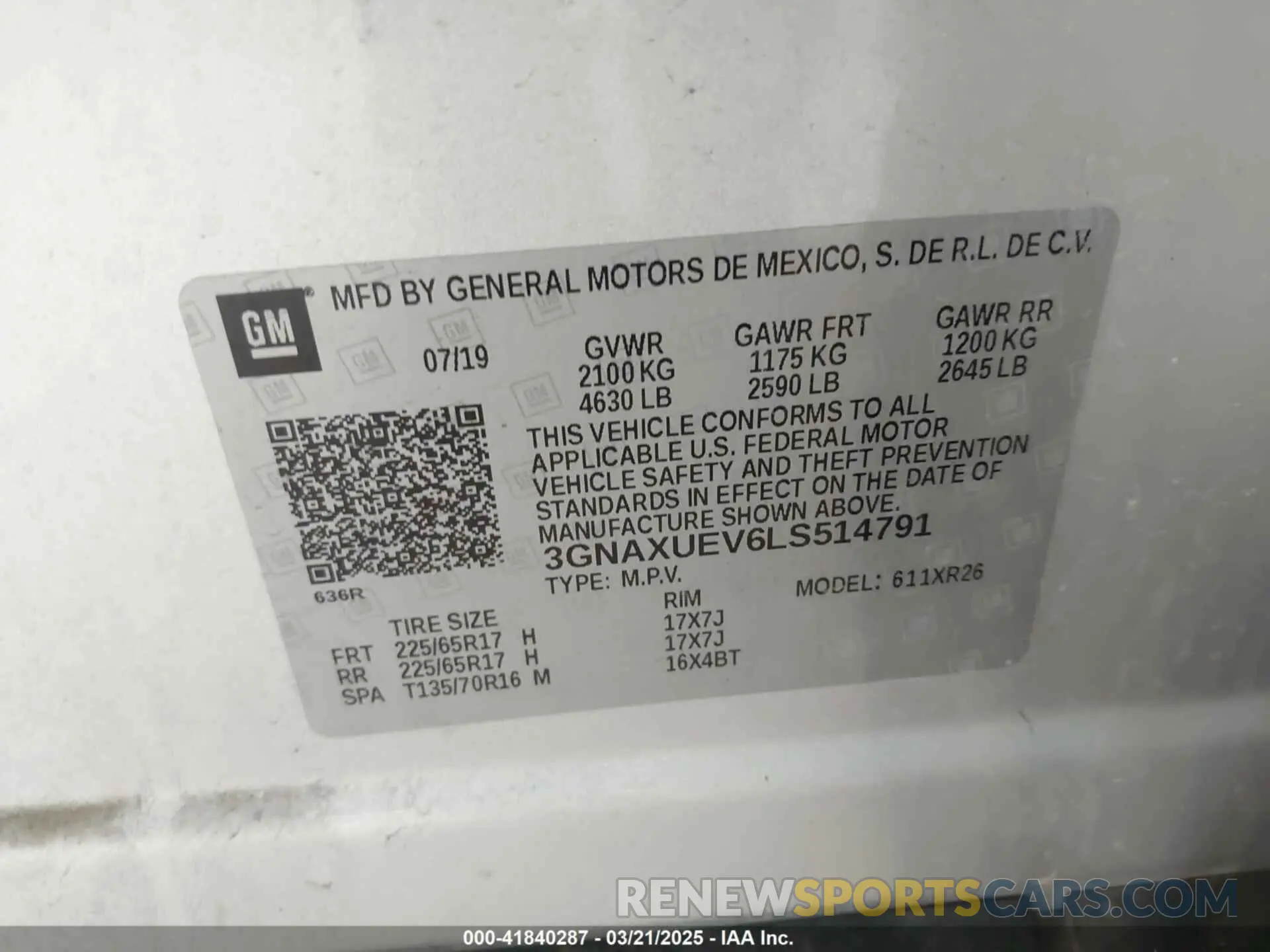 9 fotografías del automóvil dañado 3GNAXUEV6LS514791 CHEVROLET EQUINOX 2020