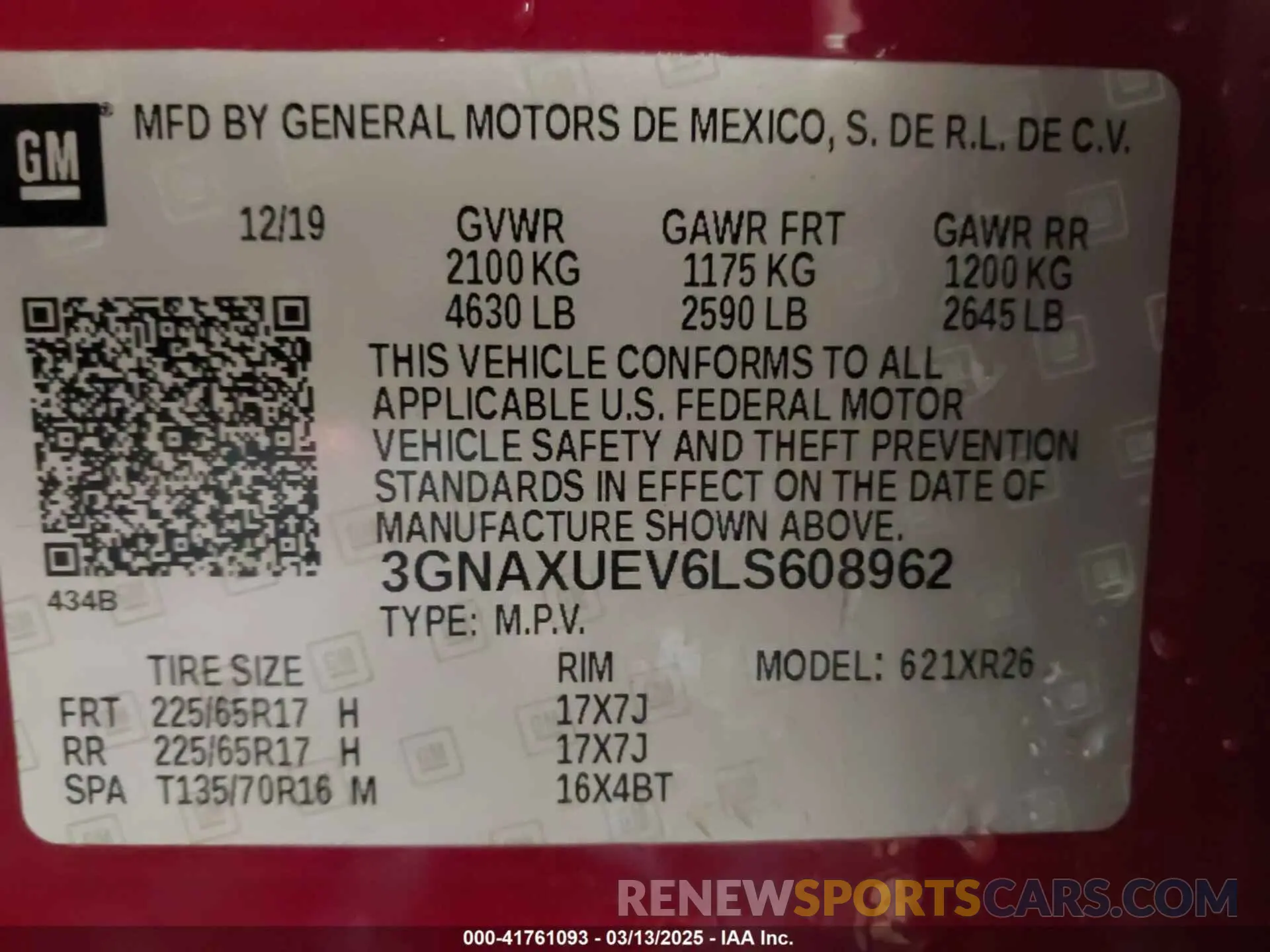 9 fotografías del automóvil dañado 3GNAXUEV6LS608962 CHEVROLET EQUINOX 2020