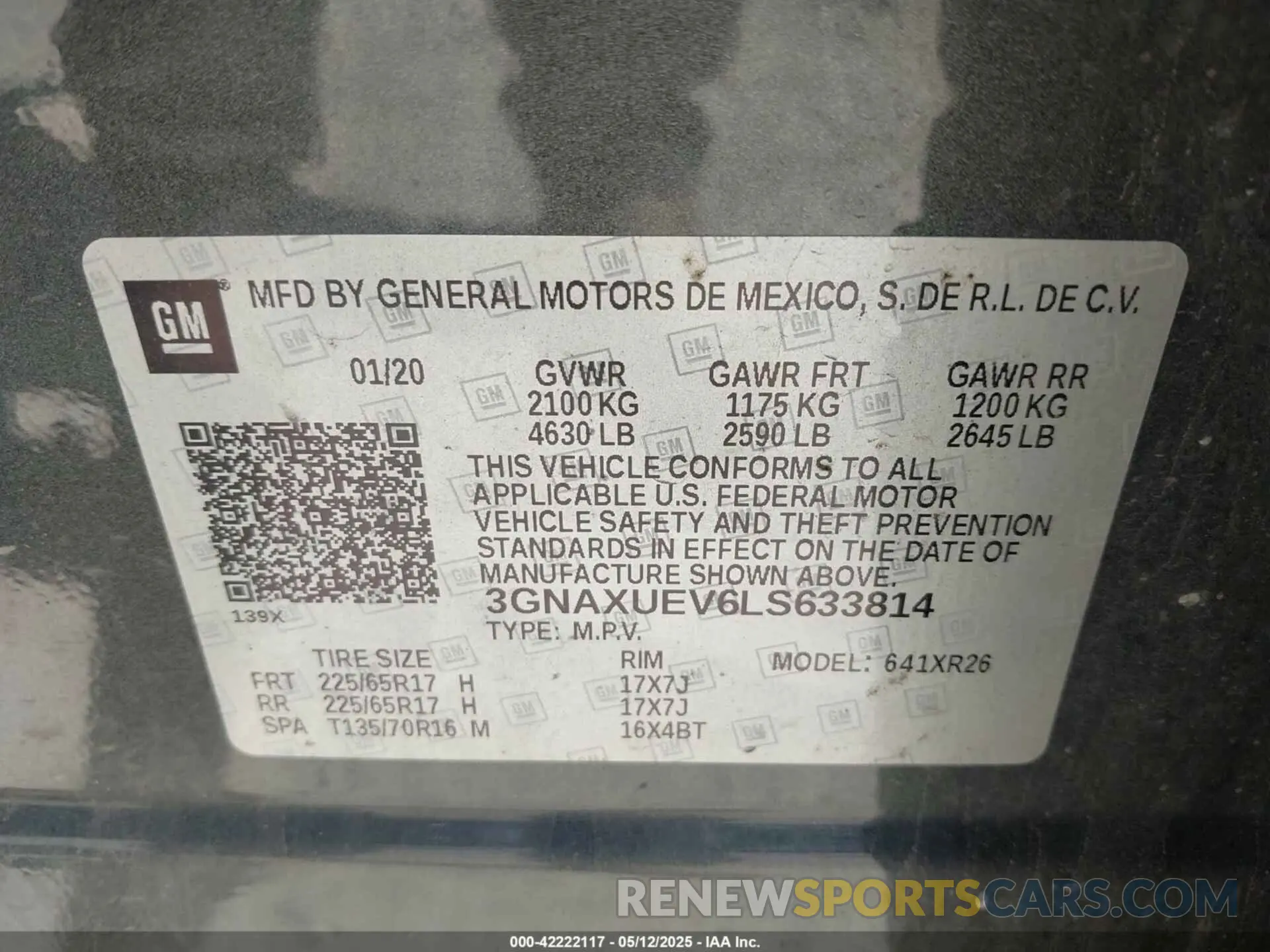 9 fotografías del automóvil dañado 3GNAXUEV6LS633814 CHEVROLET EQUINOX 2020