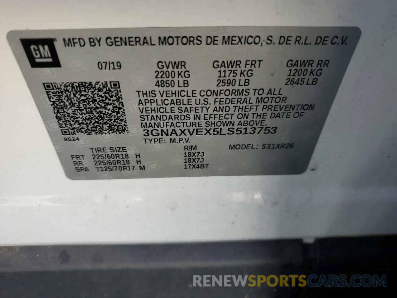 13 fotografías del automóvil dañado 3GNAXVEX5LS513753 CHEVROLET EQUINOX 2020