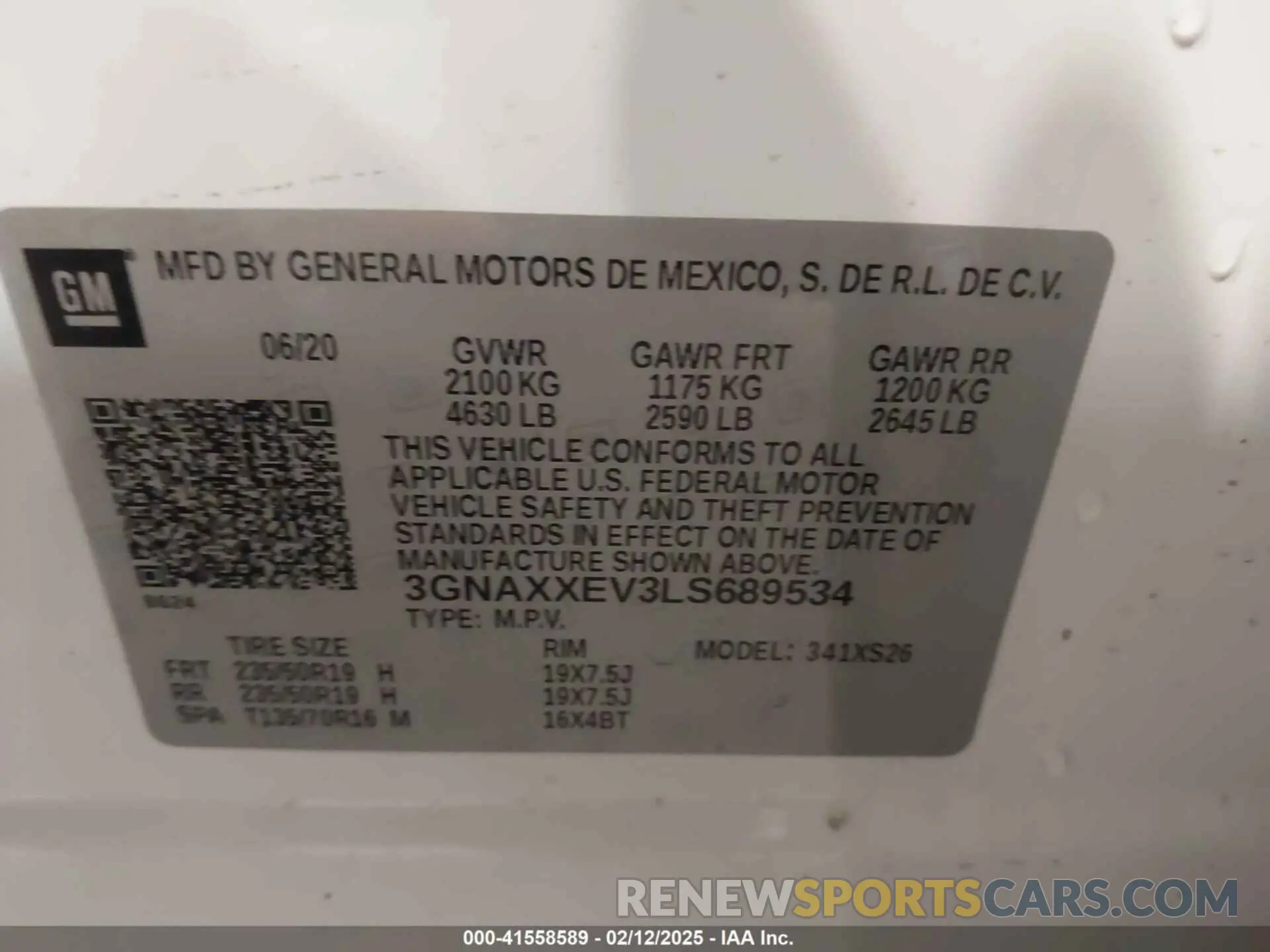 9 fotografías del automóvil dañado 3GNAXXEV3LS689534 CHEVROLET EQUINOX 2020