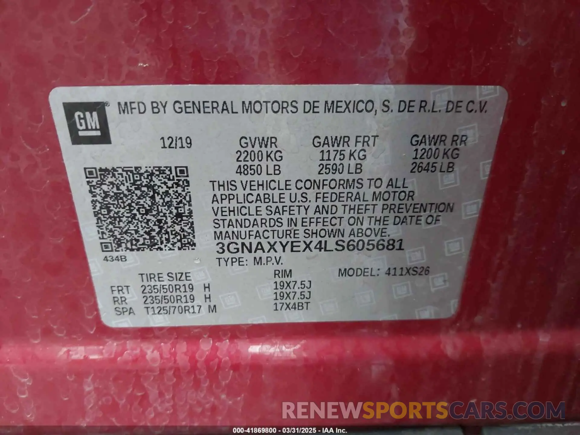 9 fotografías del automóvil dañado 3GNAXYEX4LS605681 CHEVROLET EQUINOX 2020